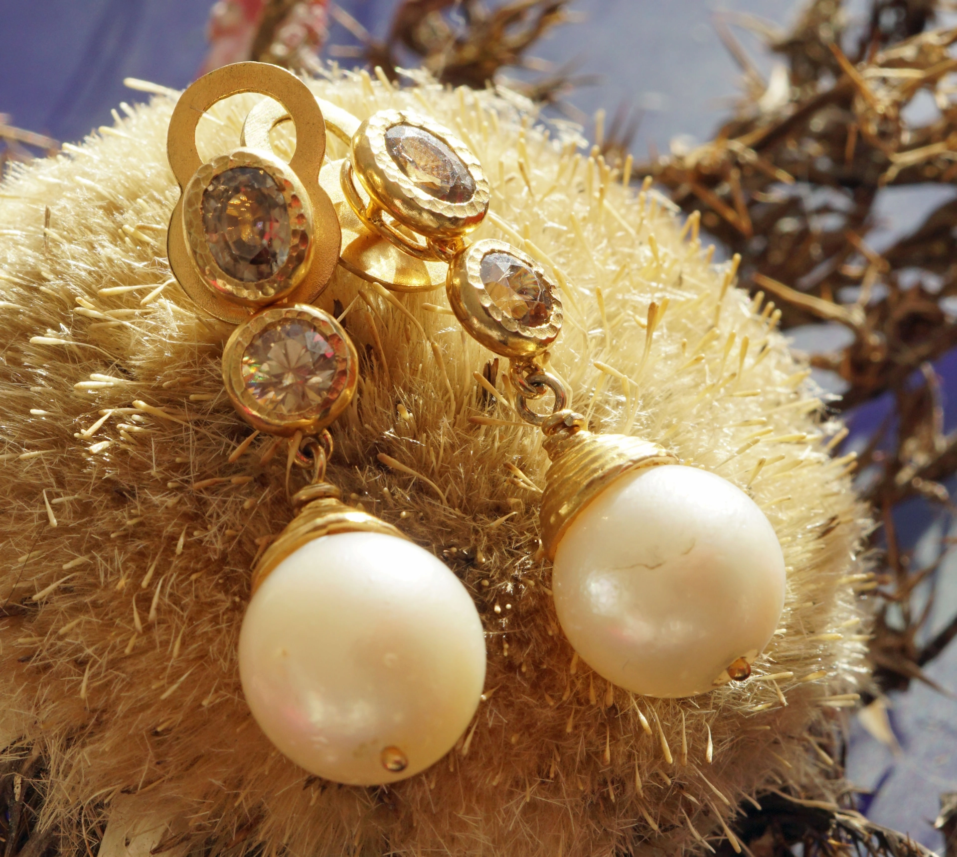 Zirkonia Südsee Zuchtperl Ohrhänger Silber vergoldet great big and blinky