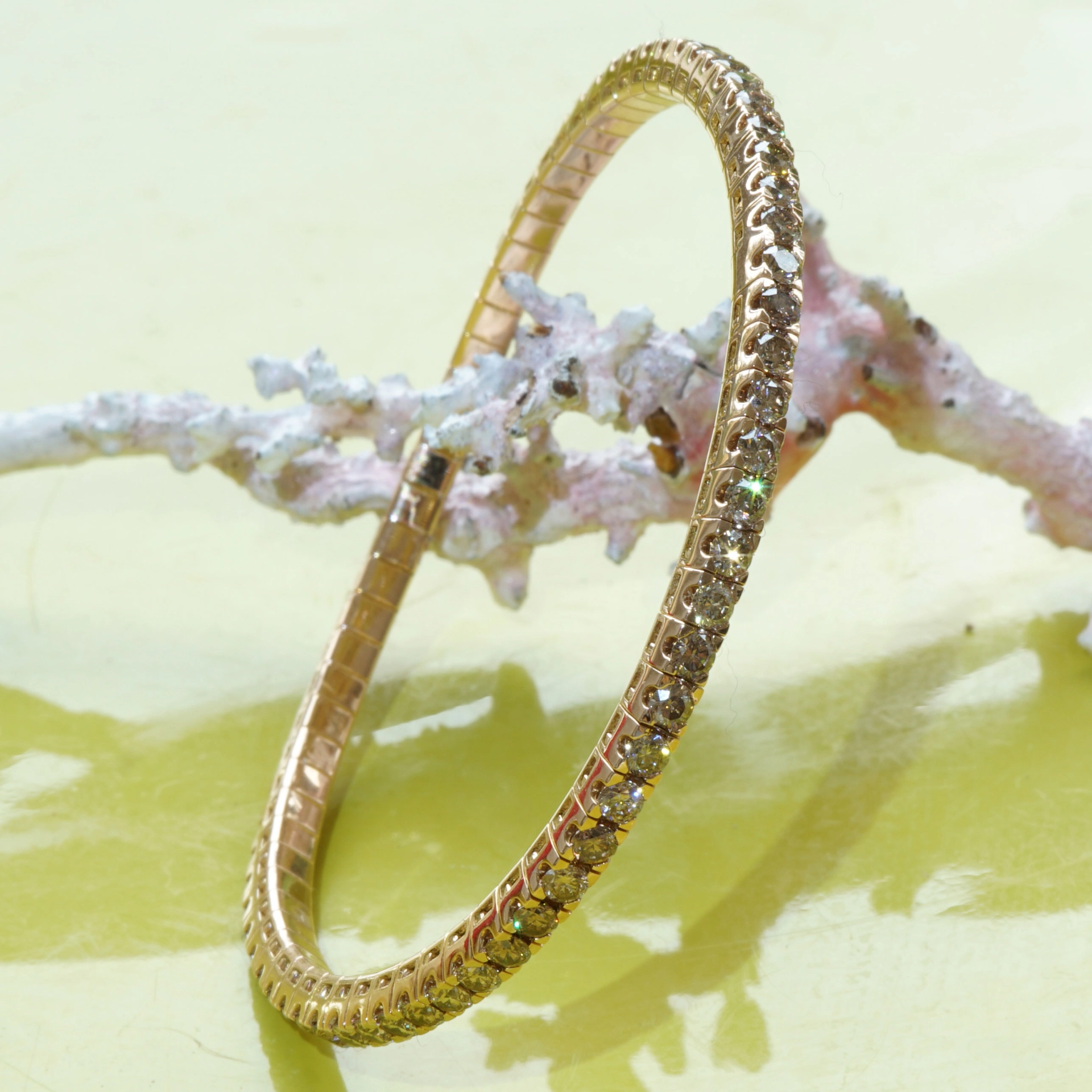 Flexi Brillant Armband 750er Rosegold 3.79 ct Exclusiv Edition Valenza feines Hellbraun VS