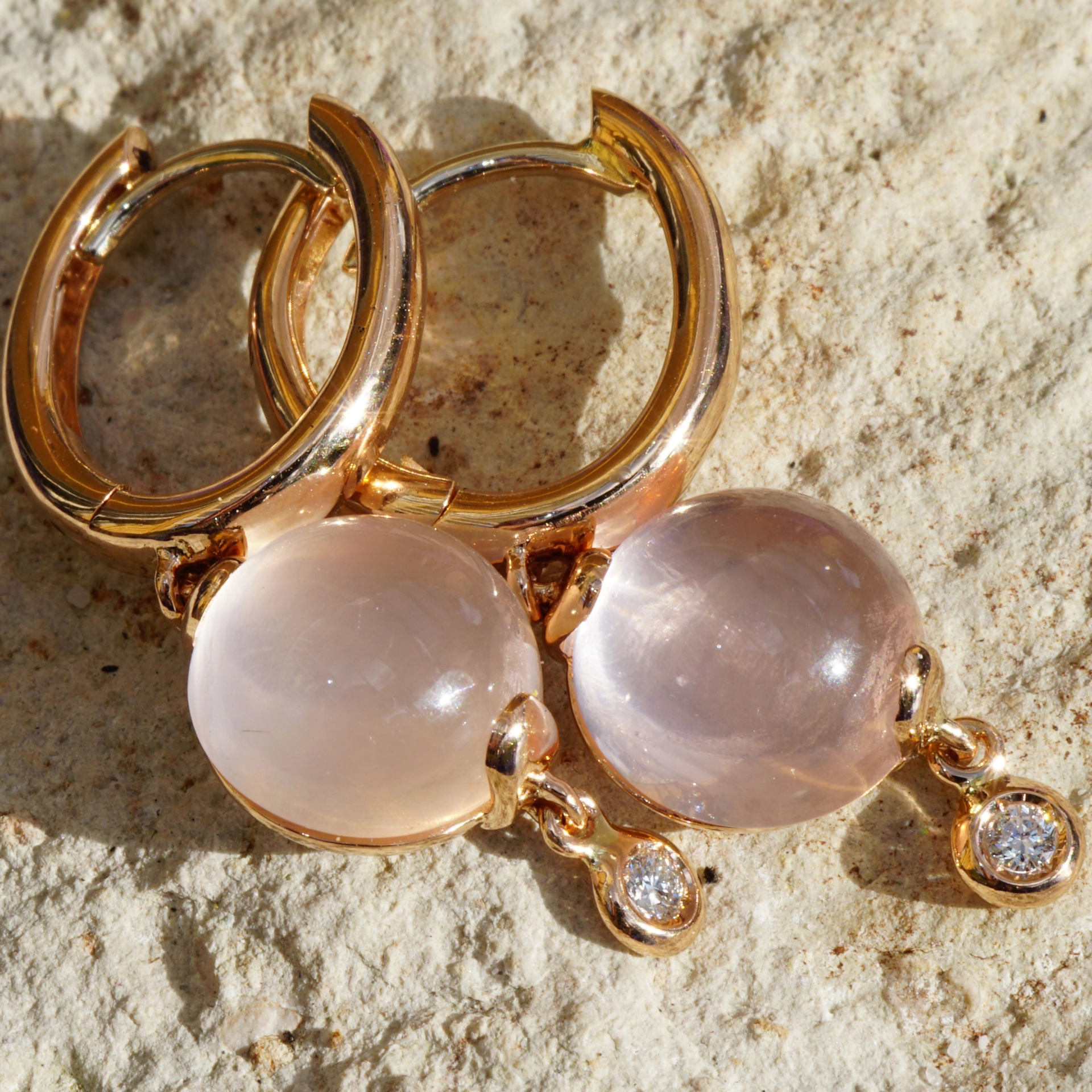 Ohrhänger Rosenquarz Brillant 750er Rosegold..Design aus Bella Italia...verzaubern den Tag
