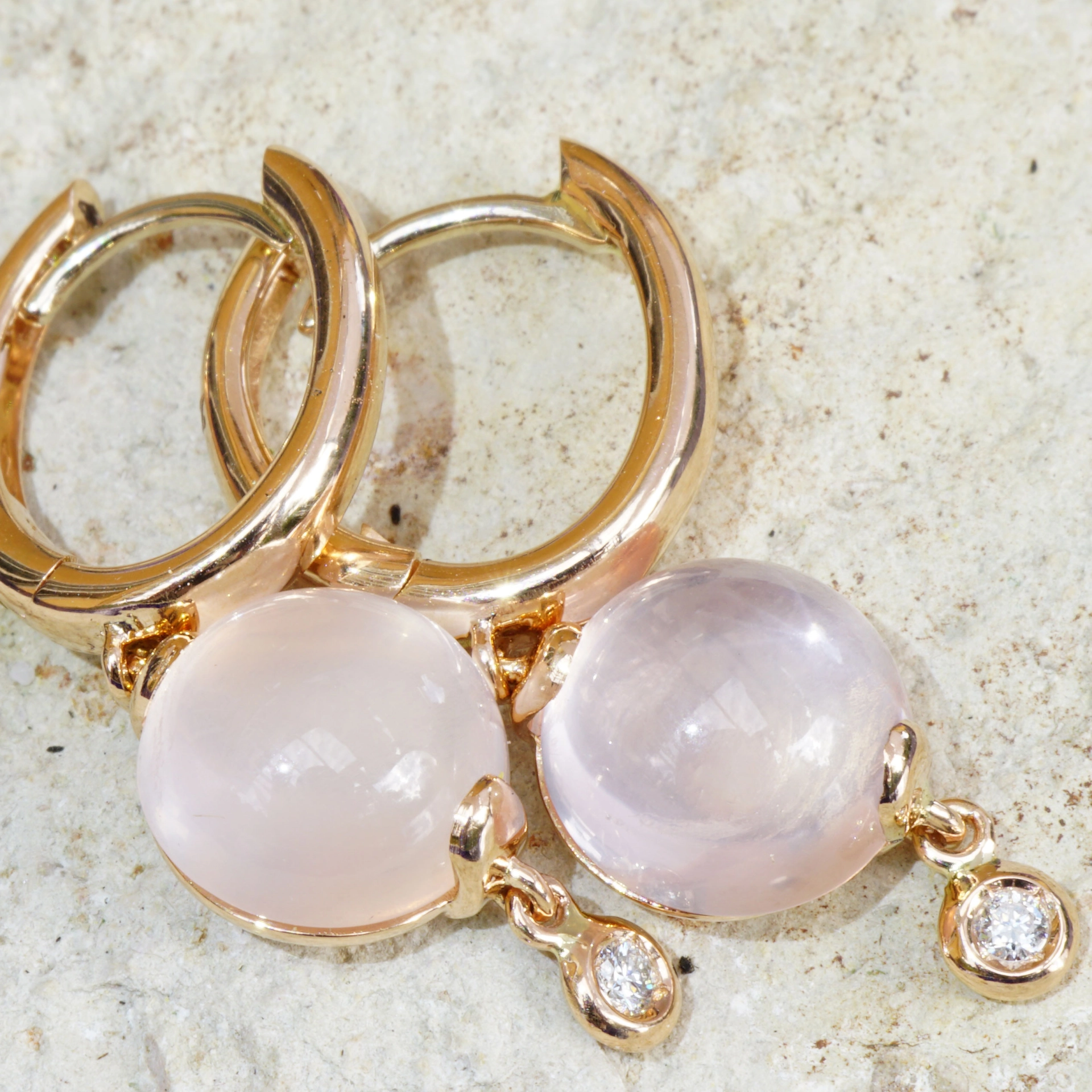 Ohrhänger Rosenquarz Brillant 750er Rosegold..Design aus Bella Italia...verzaubern den Tag