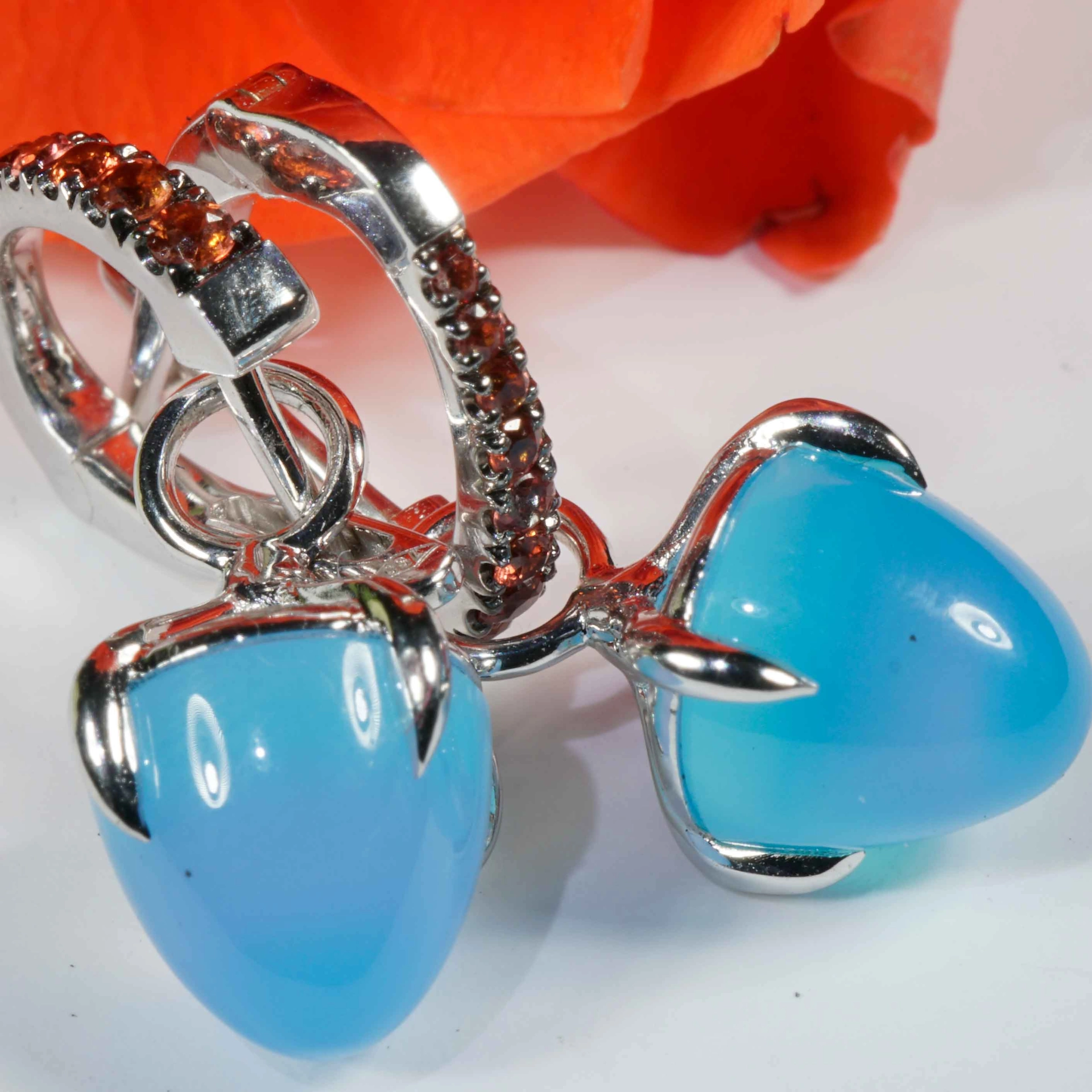 Saphir Paraiba-Achat Ohrhänger 750er Weissgold...Italienische Lebensfreude pur