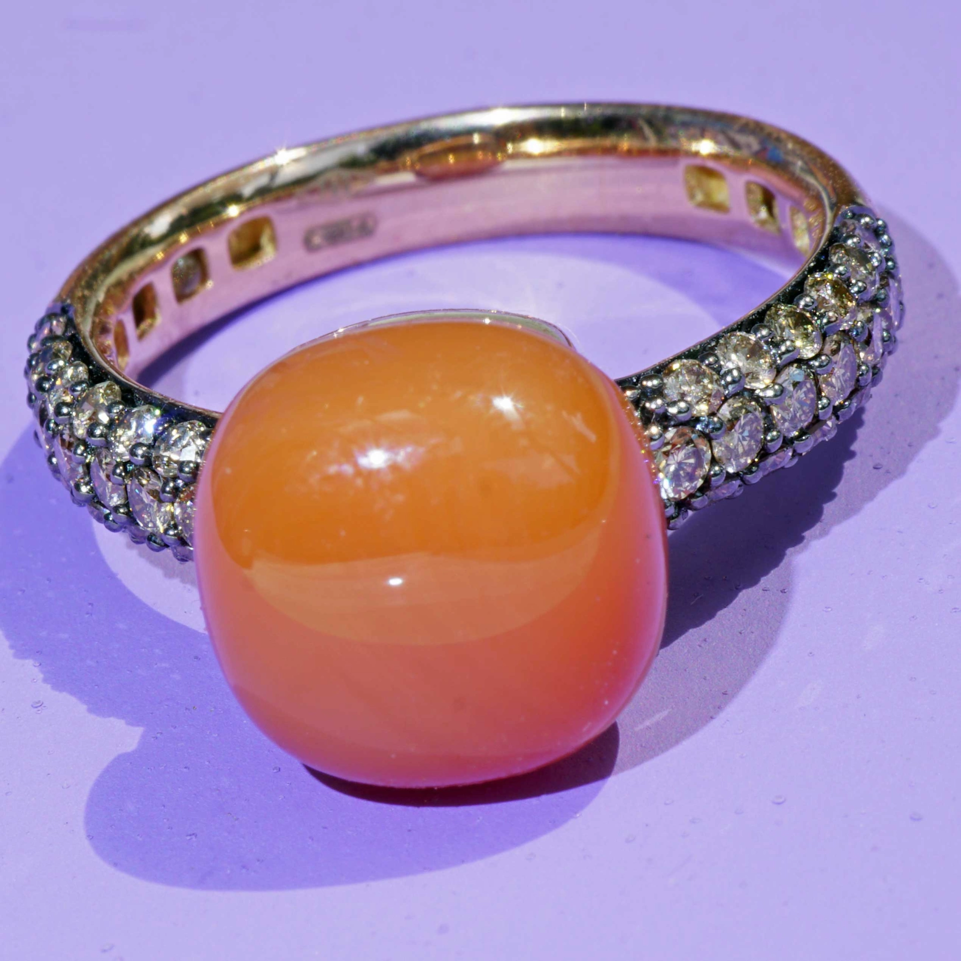 Mondstein Brillant Ring 750er Rosegold 7.30 ct 0.68 ct..elegante Winter Farben..liquid Impressions..