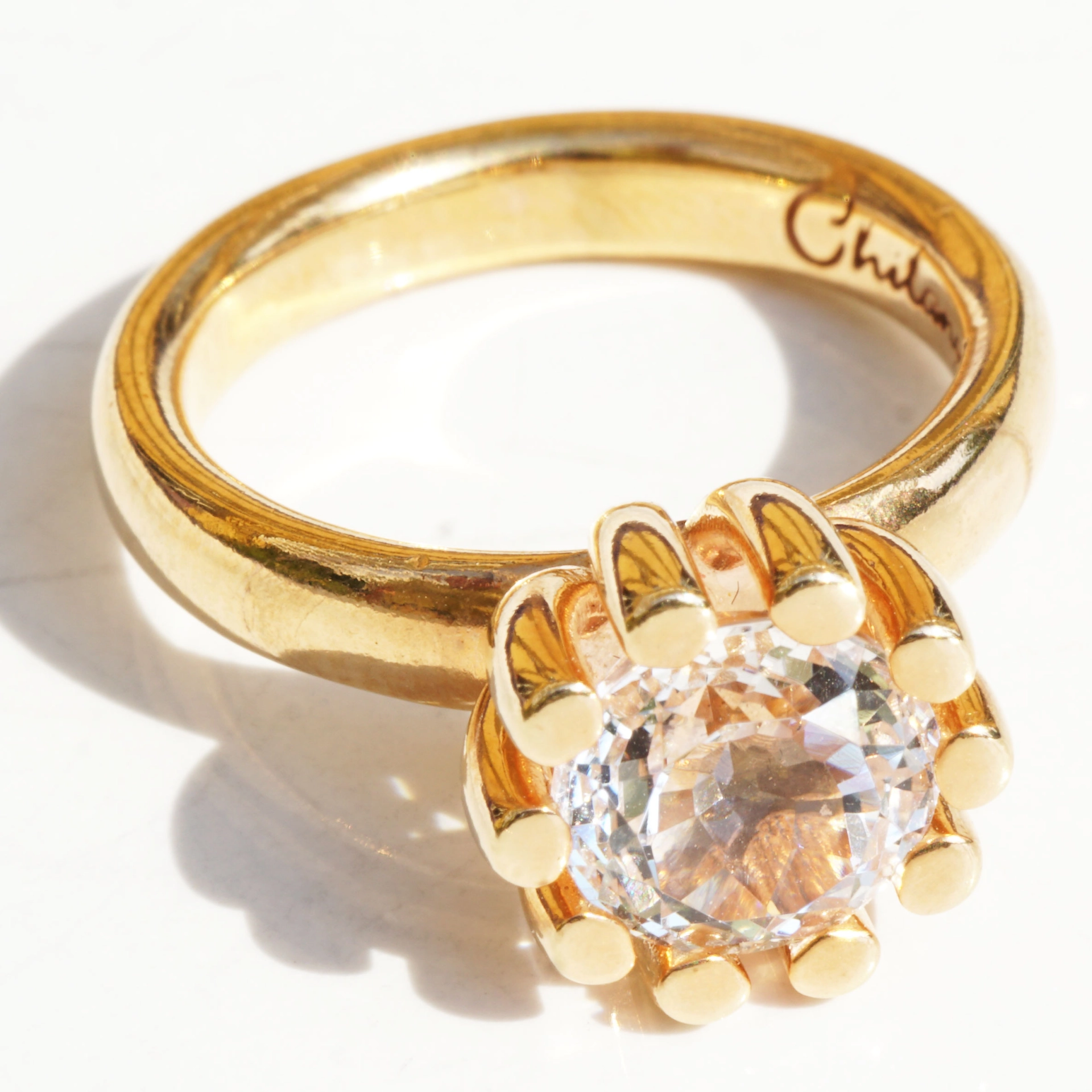 CHILANGO RING Grand Palais Bergkristall  925er Silber vergoldet neu mit orig. Etui massiv