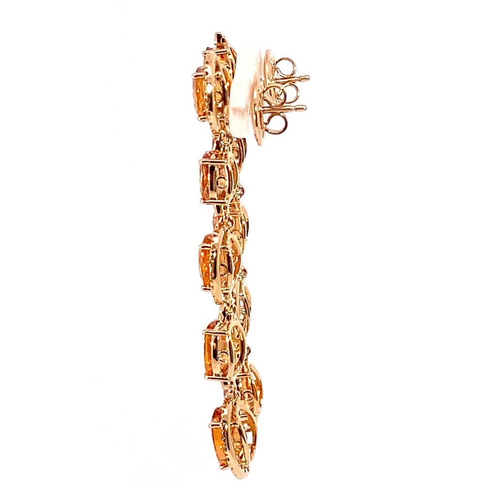 Fanta Mandarin Granat Brillant Chandelier Ohrhänger 750er Rosegold 14.85 ct 0.76 ct Ausnahmefarbe Fanta Orange