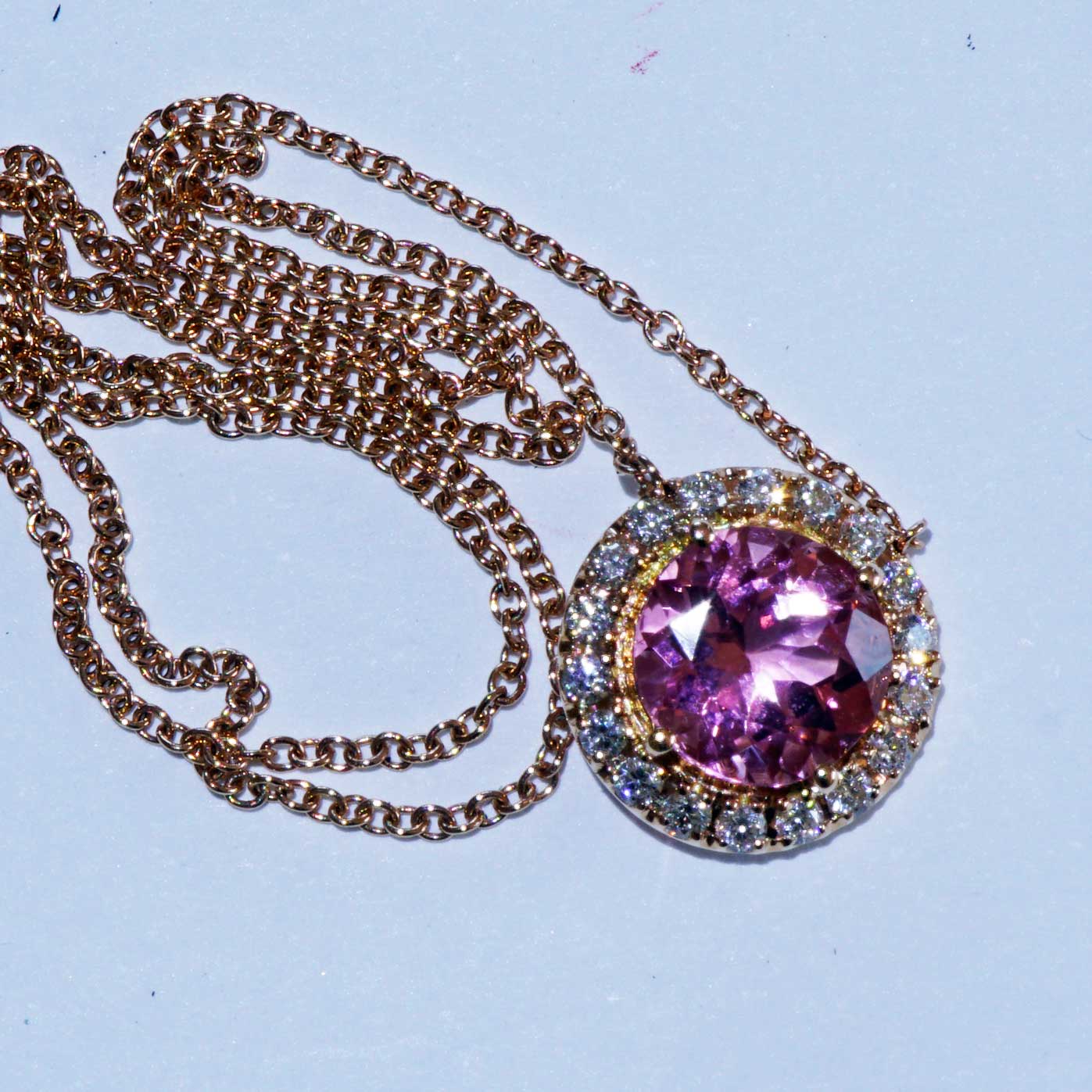 Turmalin Brillant Collier 750er Rosegold...Pink zum Verlieben....ein Hingucker und Launemacher