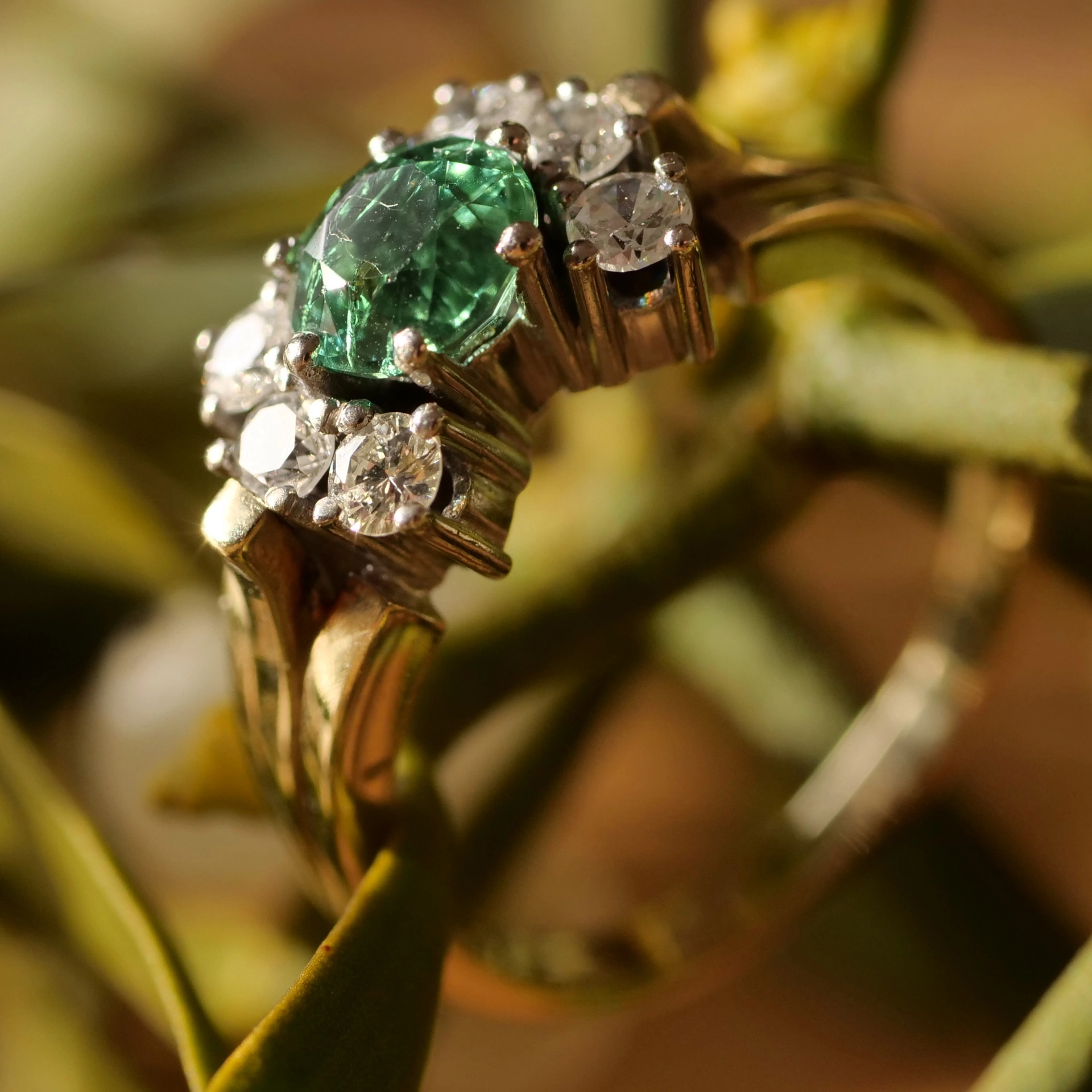 Smaragd Brillant Ring 585er Gelbgold 0.48 ct 0.60 ct AAA+ leuchtend 5,4 Gramm