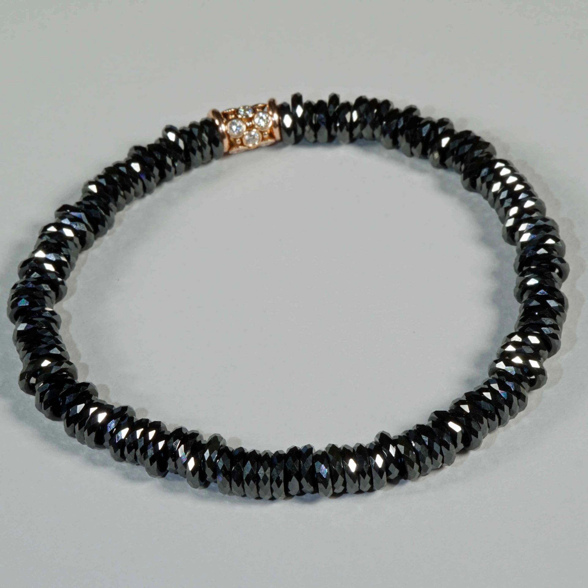 Brillant Armband LOOP Keramik schwarz facettiert 0.33 ct 750 Rosegold von Silhouette Schmuck Bentner