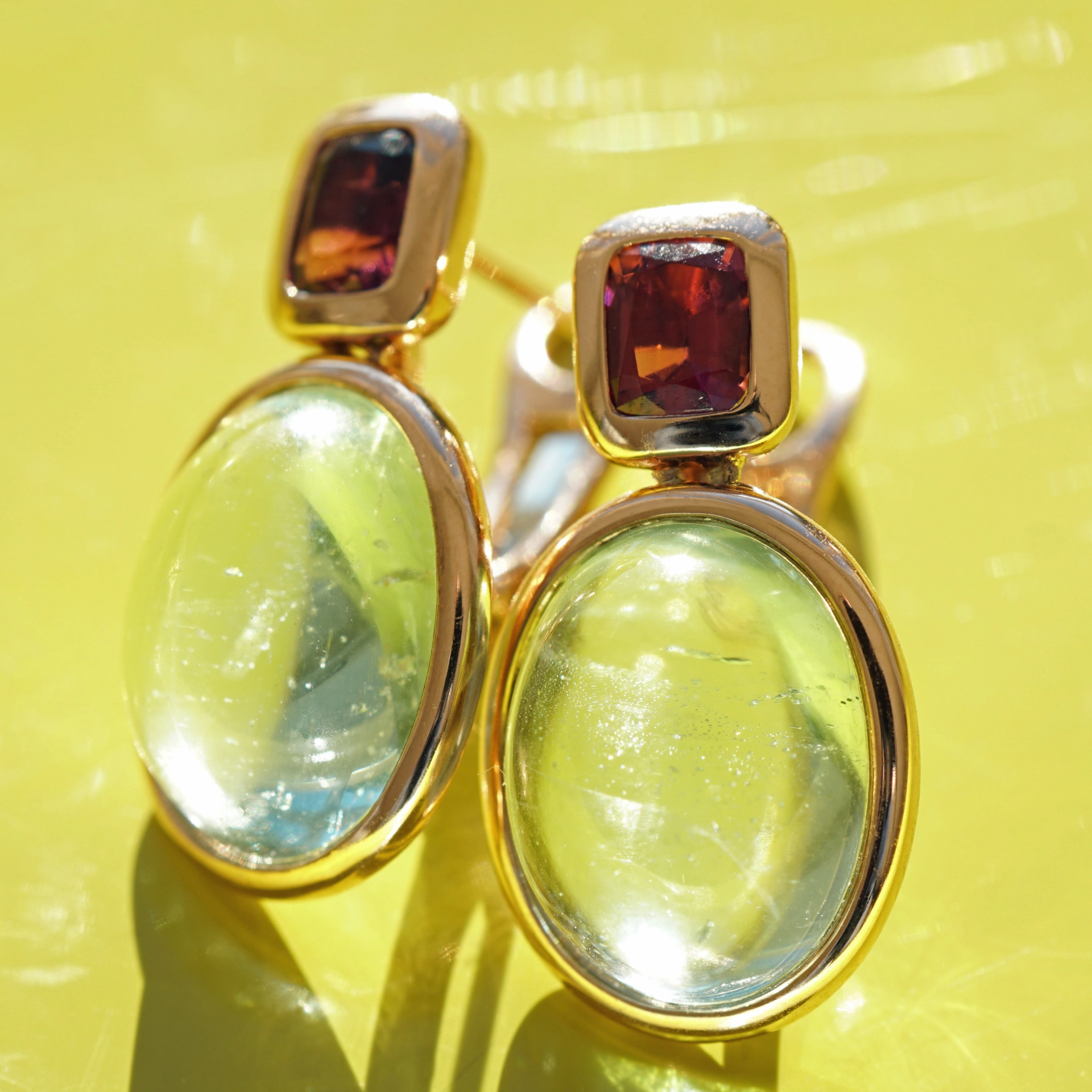 Aquamarin Turmalin Ohrstecker Clip 750er Rosegold....Hey Maria Callas