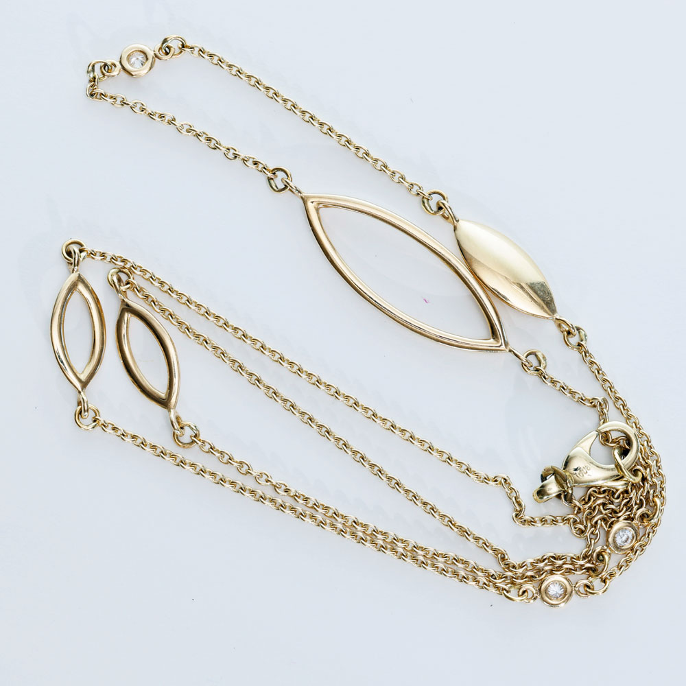 Motion Brillant Collier von Silhouette Schmuck Pforzheim in 585er Gelbgold 0.06 ct W SI