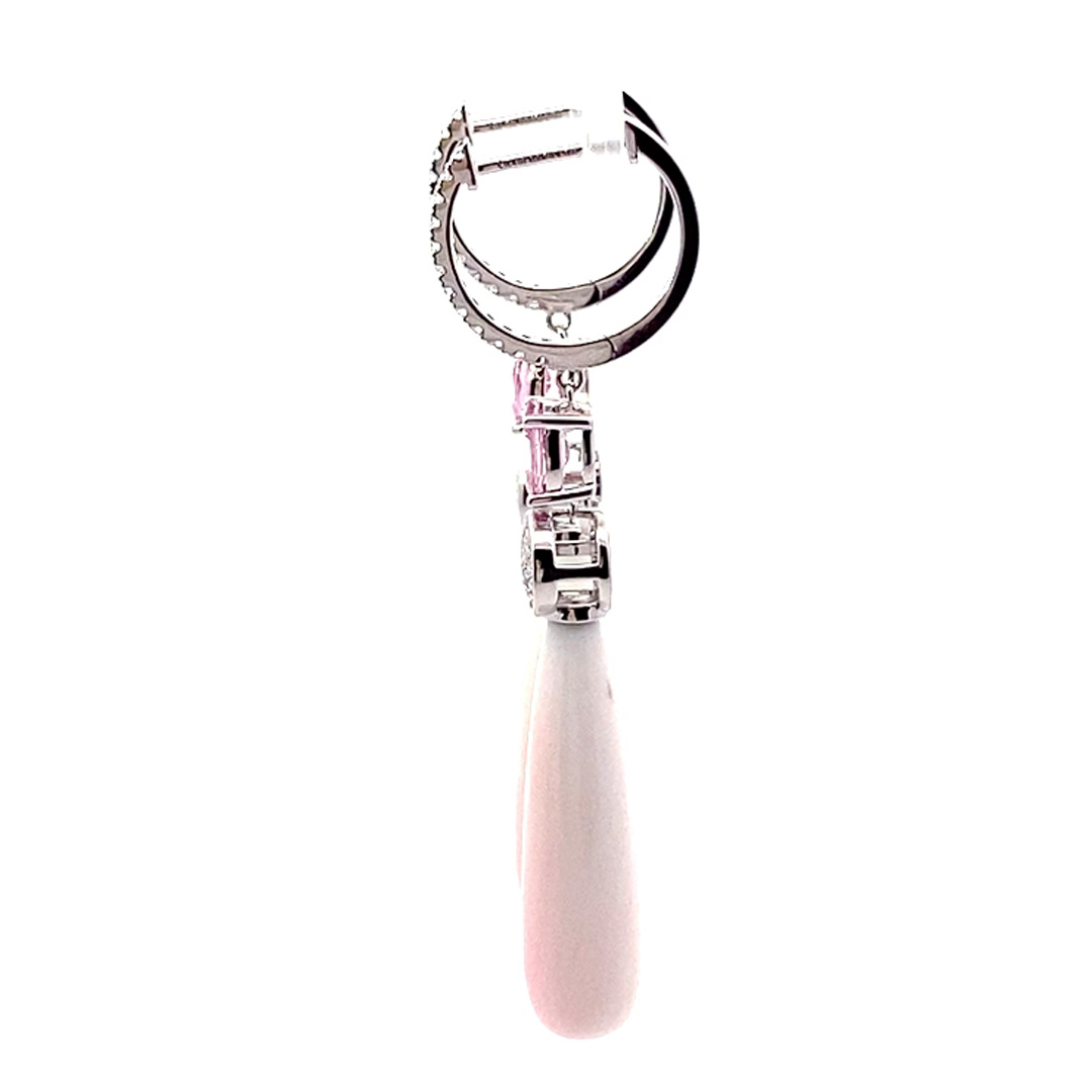 Spinell Brillant Perlmut Ohrhänger 750er Weissgold 0.47 ct TW VS Mine Tadschikistan 2.15 ct tolles Pink