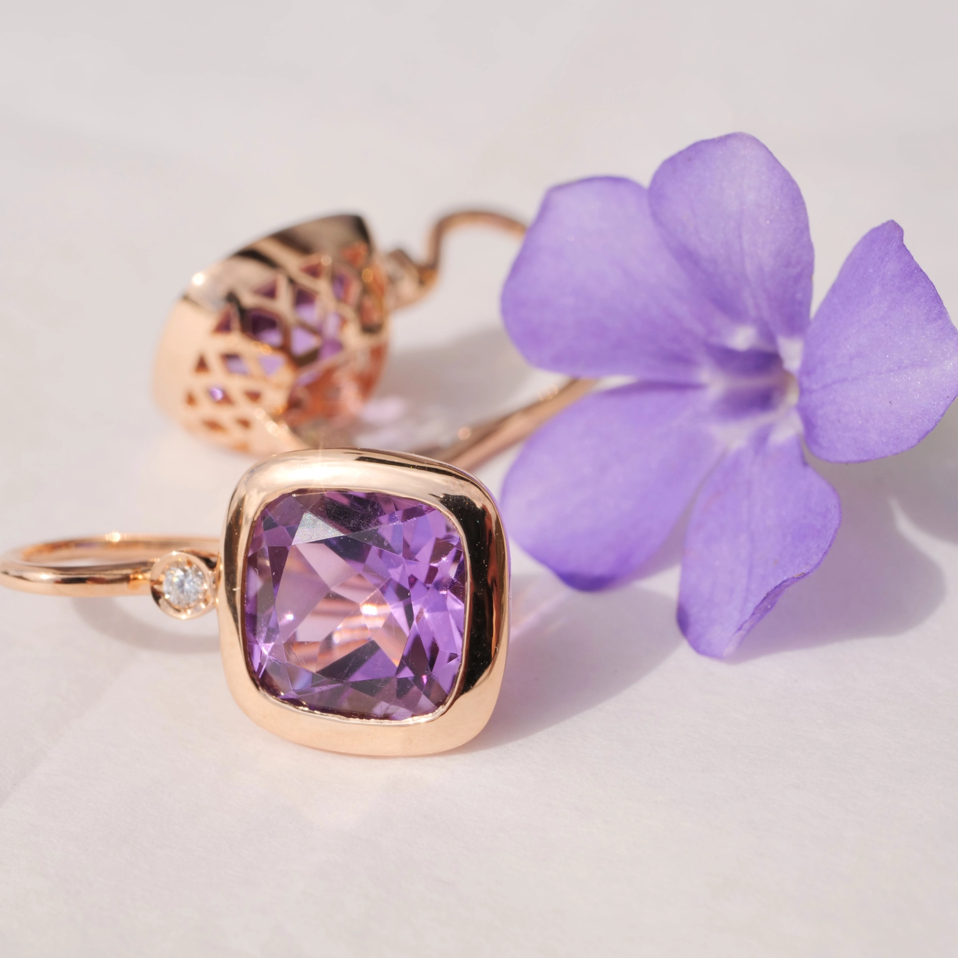 Ohrhänger Amethyst Brillant 750er Rosegold...5.70 ct...edel angefertigt in Italien