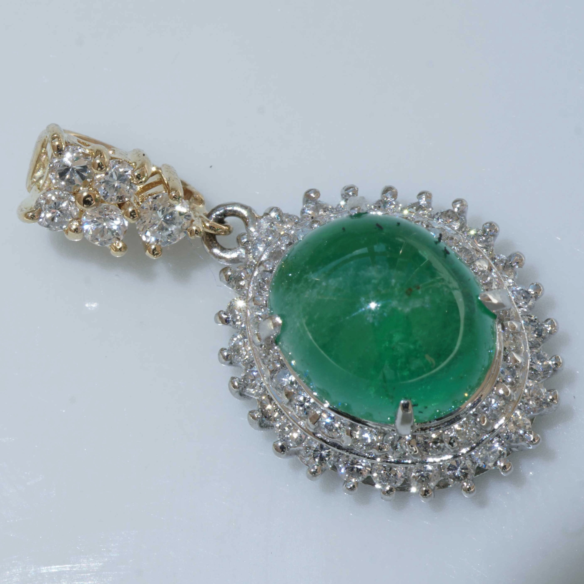 Smaragd Brillant Anhänger 3.24 ct 0.50 ct 900 Platin 750er Gelbgold...leuchtend grün