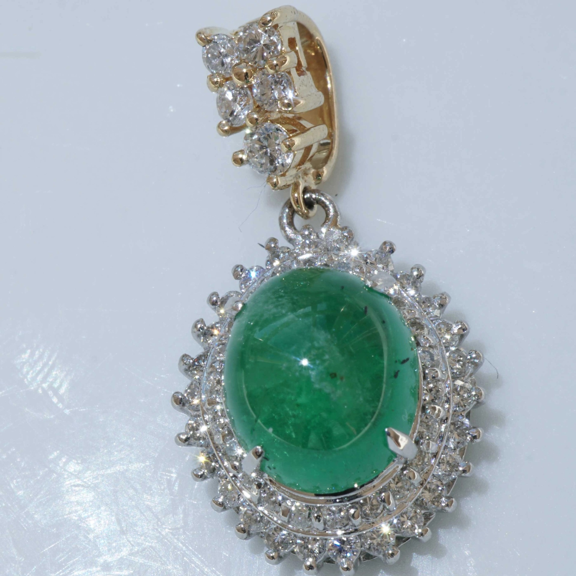 Smaragd Brillant Anhänger 3.24 ct 0.50 ct 900 Platin 750er Gelbgold...leuchtend grün