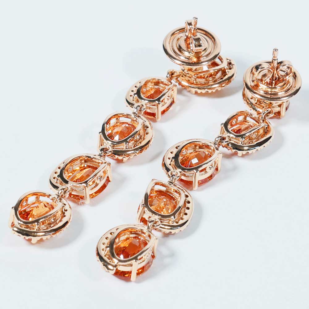 Fanta Mandarin Granat Brillant Chandelier Ohrhänger 750er Rosegold 14.85 ct 0.76 ct Ausnahmefarbe Fanta Orange