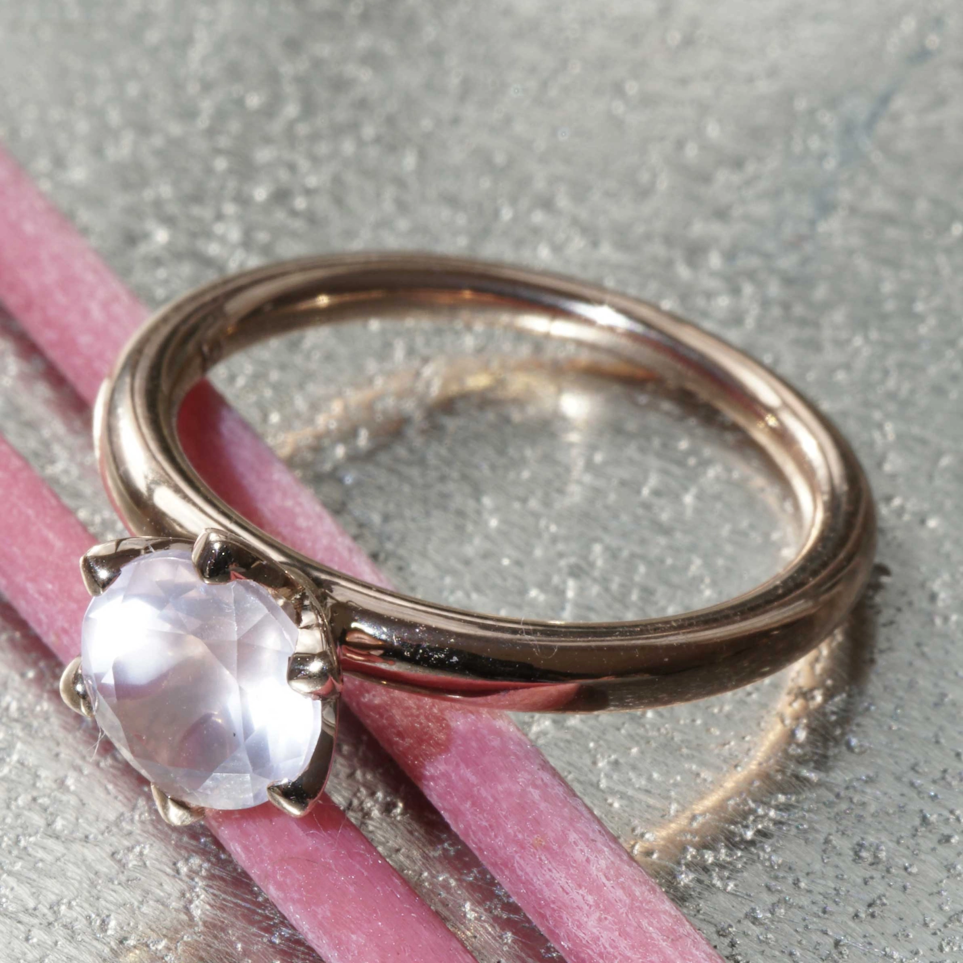 Bestseller Kombinationsring..Rosenquarz Ring in 750er Rosegold hergestellt in Valenza...toll massiv