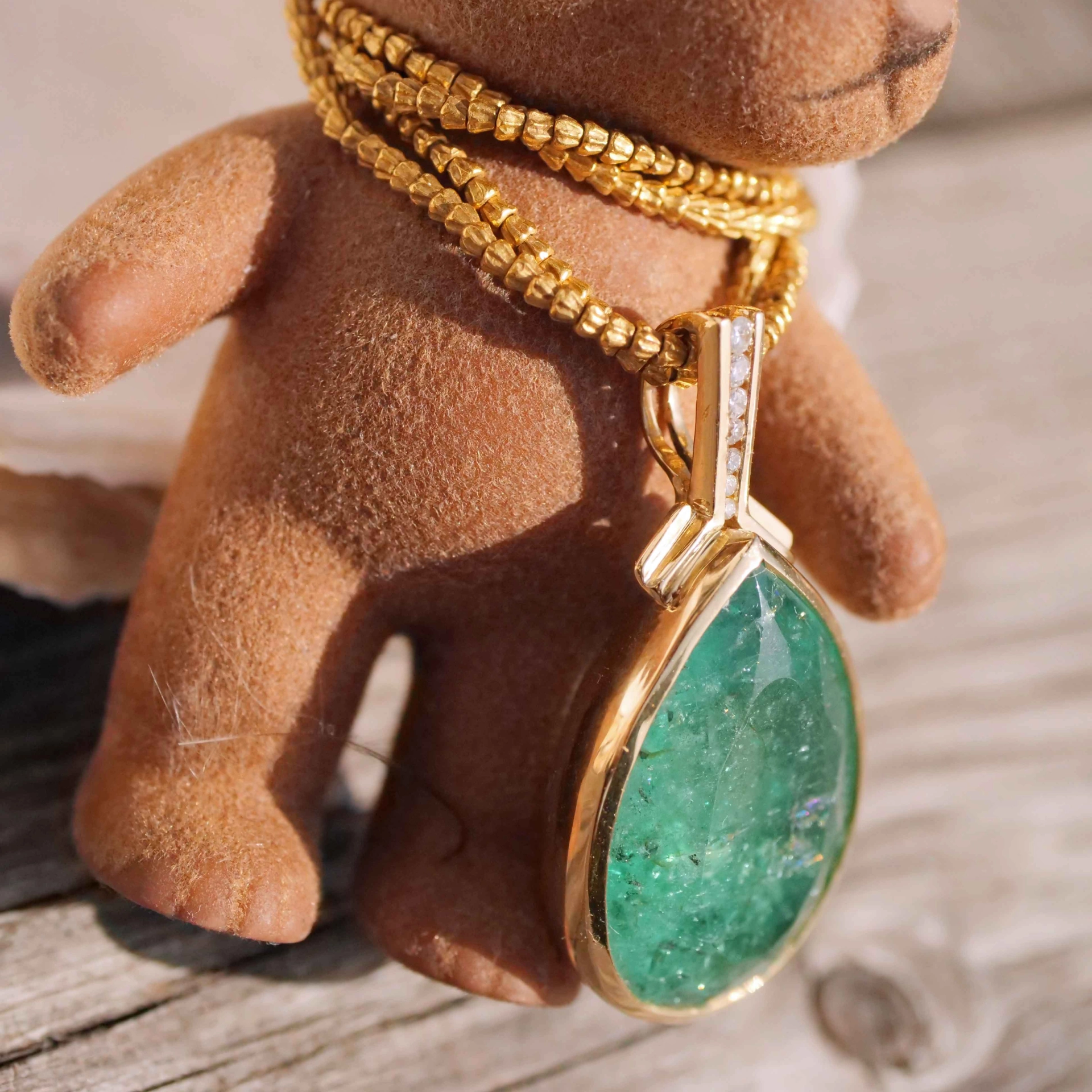 Smaragdtropfen Brillant Anhänger 585er Gelbgold 28 ct...Was für ein Hingucker