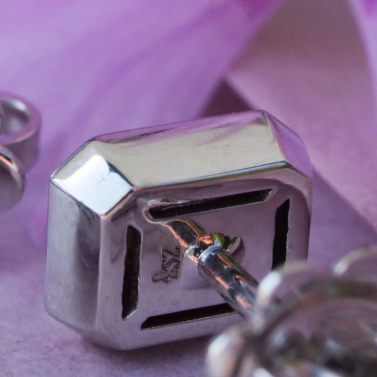 Diamant Emeraldcut Ohrstecker 0.40 ct 750er Weissgold TW VS made in Italy massiv