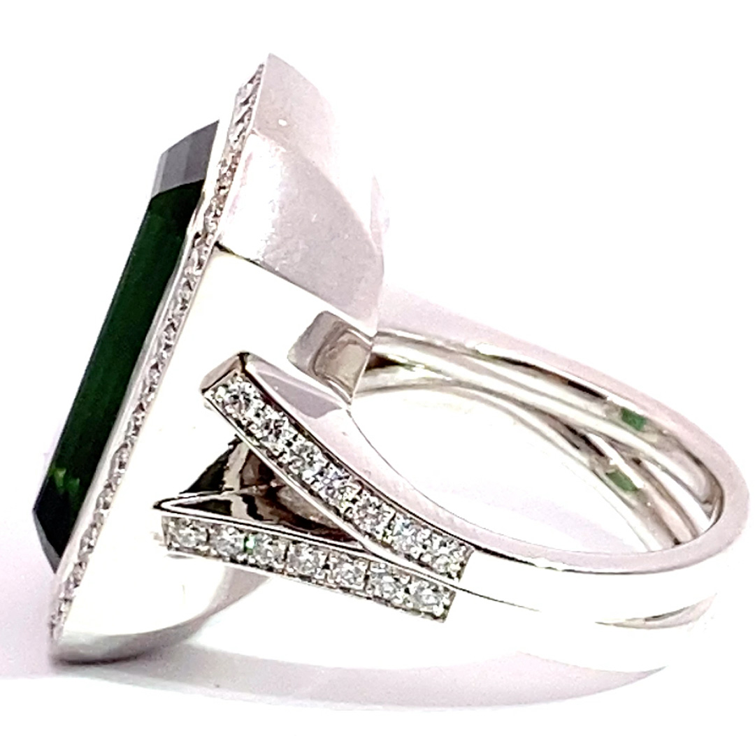 Statement Ring mit Brillanten und Turmalin Grün Augenrein aus Afghanistan 19.80 ct Investment Edelstein sehr feine Farbe 