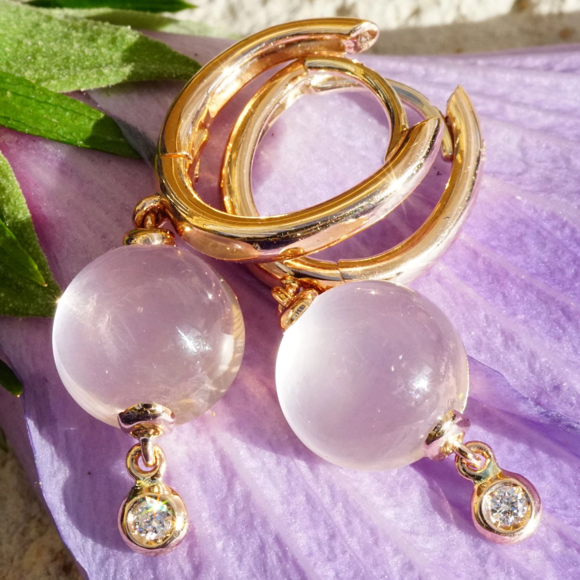 Ohrhänger Rosenquarz Brillant 750er Rosegold..Design aus Bella Italia...verzaubern den Tag