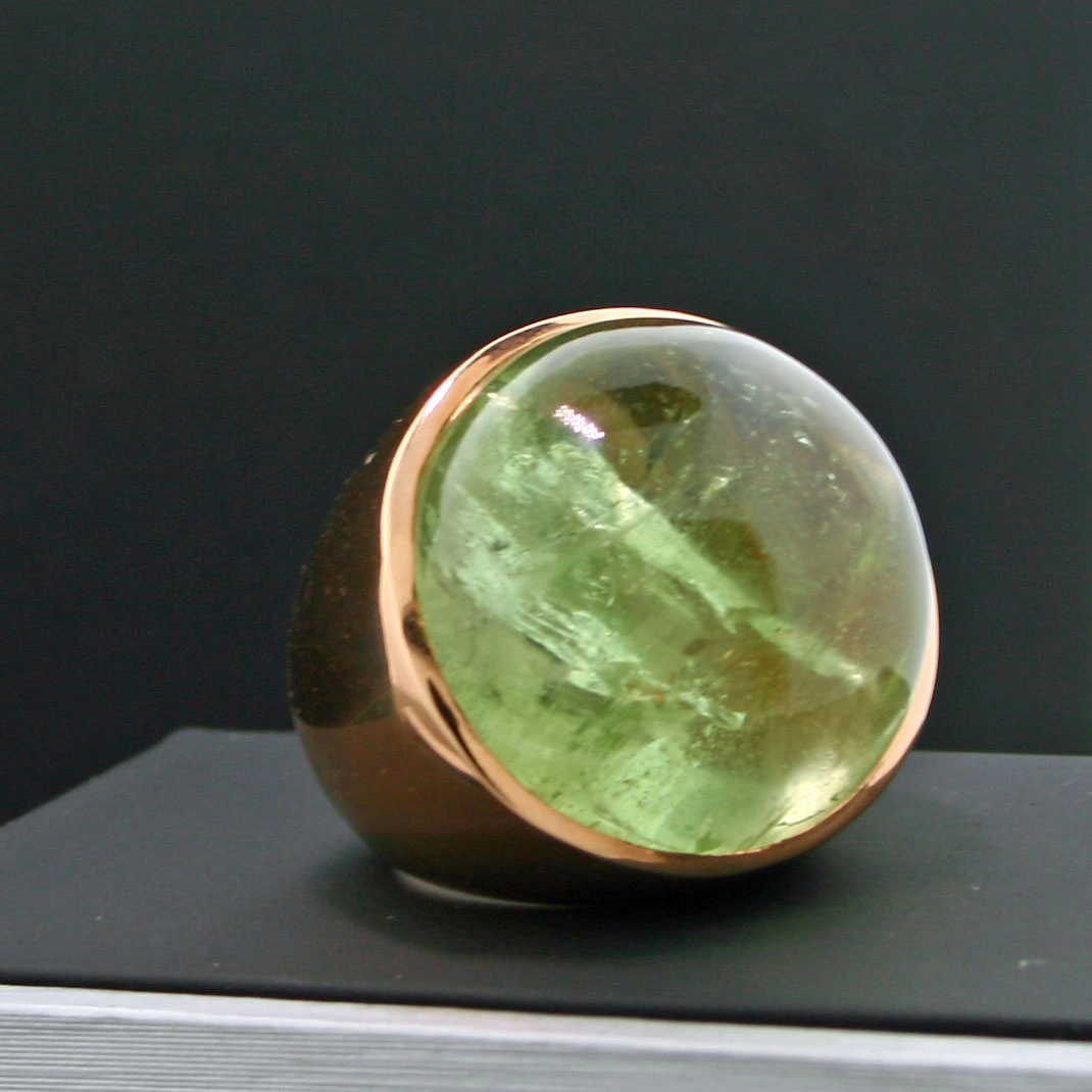 Heliodor Ring ein hellgrüner Beryll..unglaubliche Farbe und Größe mit 80 carat in 750er Rosegold 36