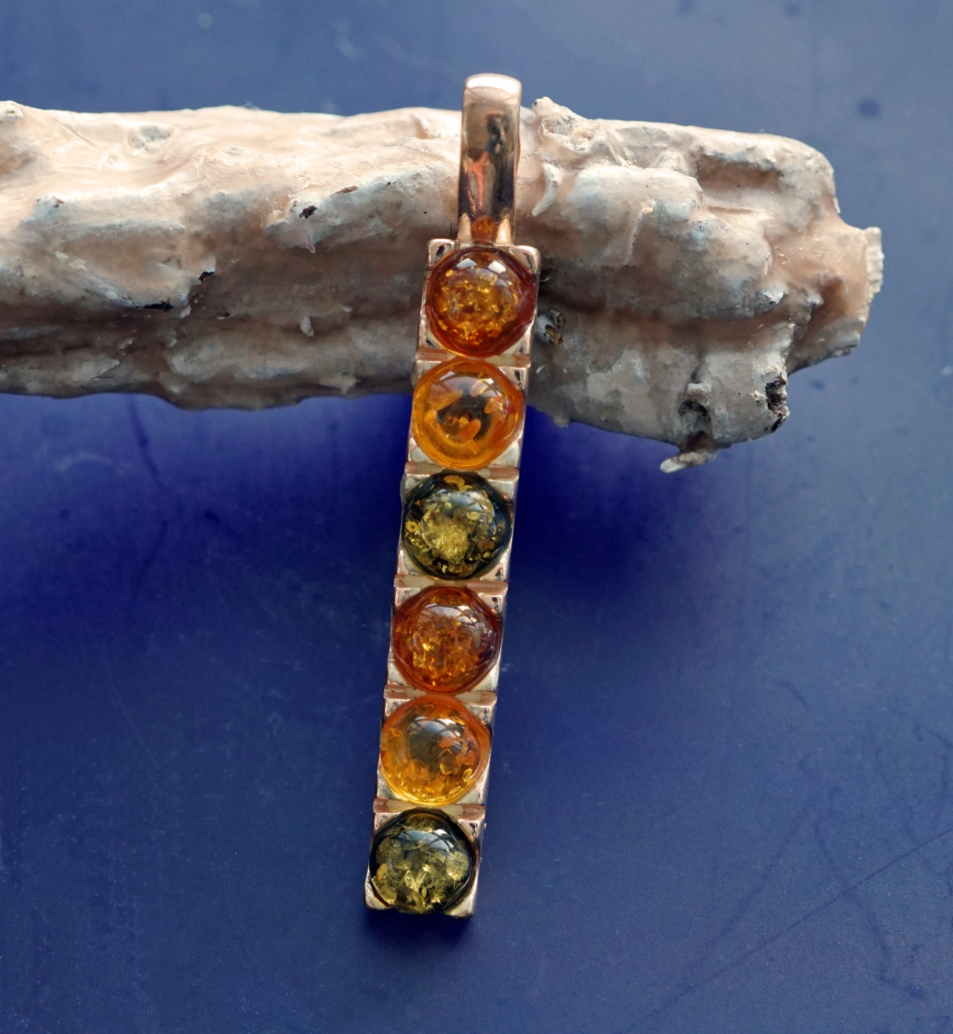 Anhänger Zauberstab 925er Silber silber oder rosevergoldet 49 x 7 mm Bernstein