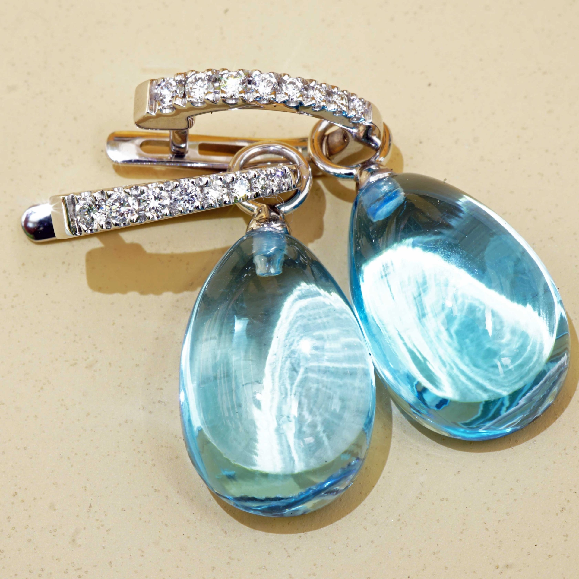 Blautopas Brillant Ohrhänger 750er Weissgold aushängbar made in Italy...so hochwertig