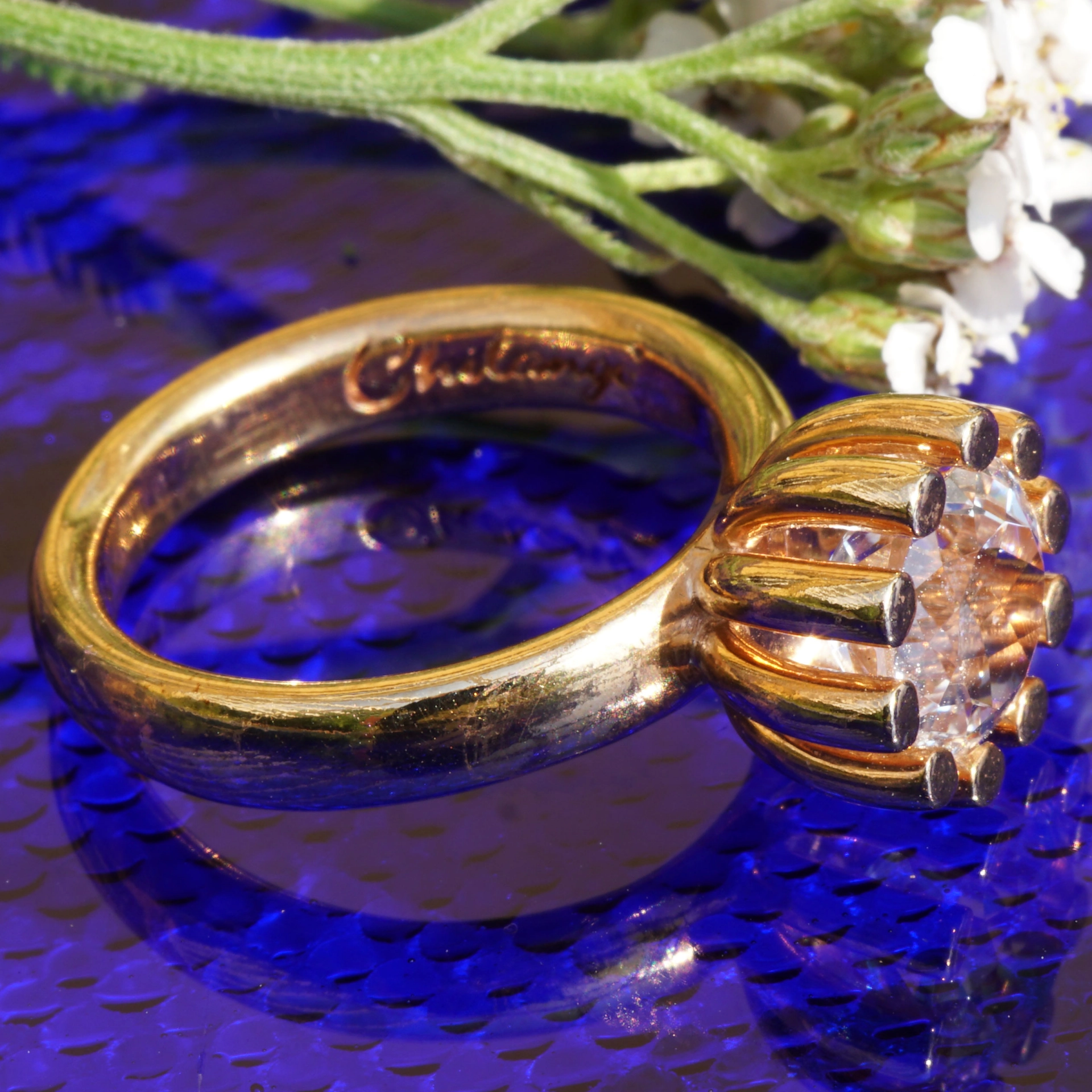 CHILANGO RING Grand Palais Bergkristall  925er Silber vergoldet neu mit orig. Etui massiv