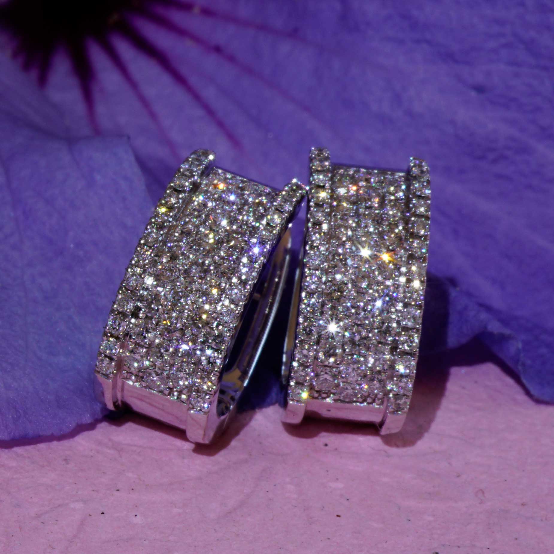  Brillant Dreiviertel  Creolen 0.69 ct 750er Weissgold TW VS made in Italy massiv  