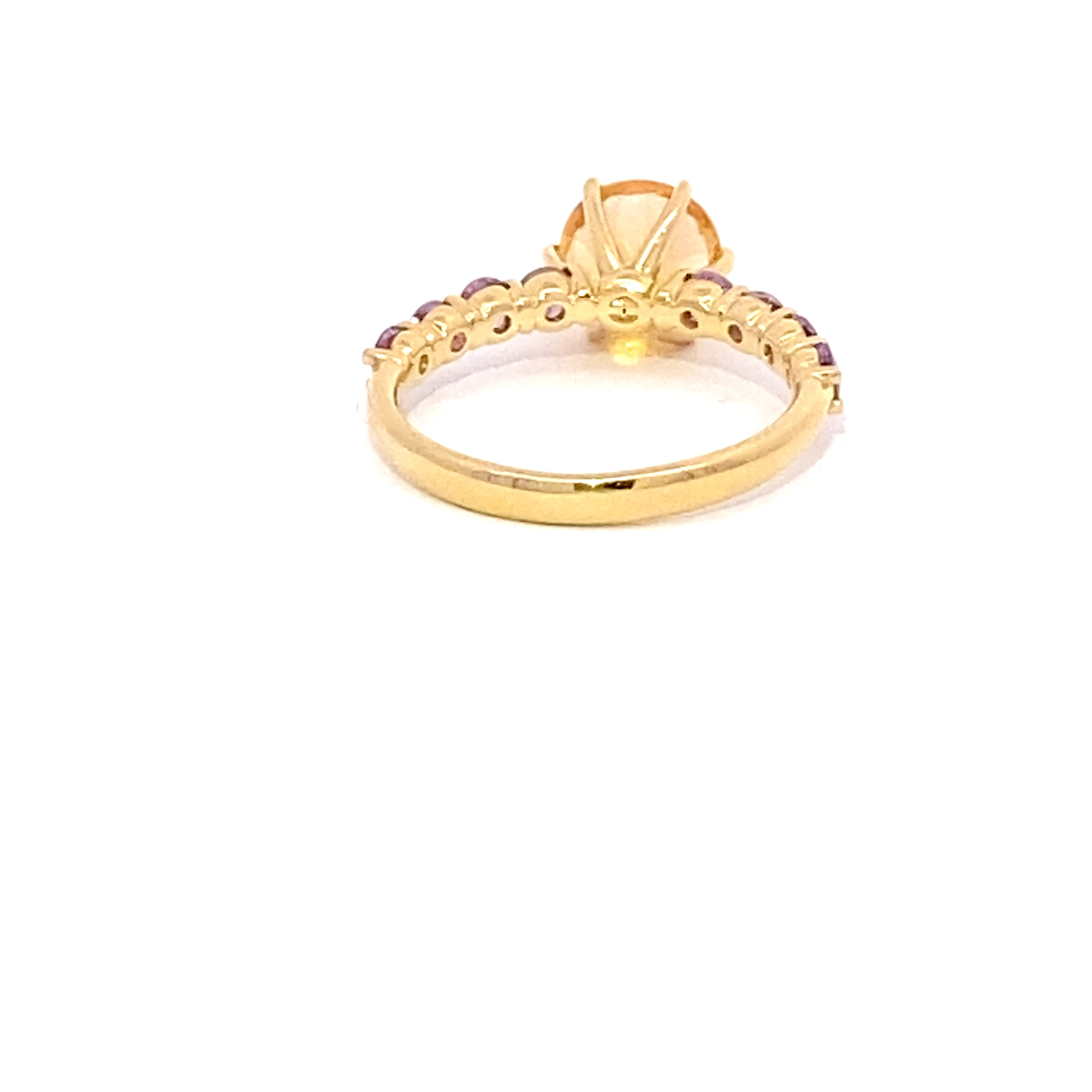 Cooler Farbstein Schmuck I Saphir Citrin Ring in 750er Gelbgold 2.63 ct in goldgelb und muskatviolett