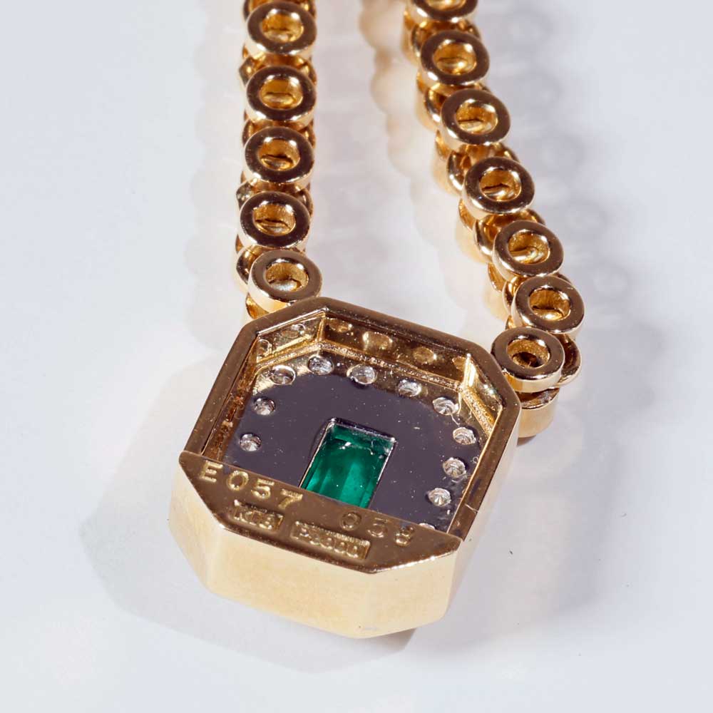 Smaragd Brillant Collier 750er Gelbgold Platin...super elegant..0.58 ct W SI