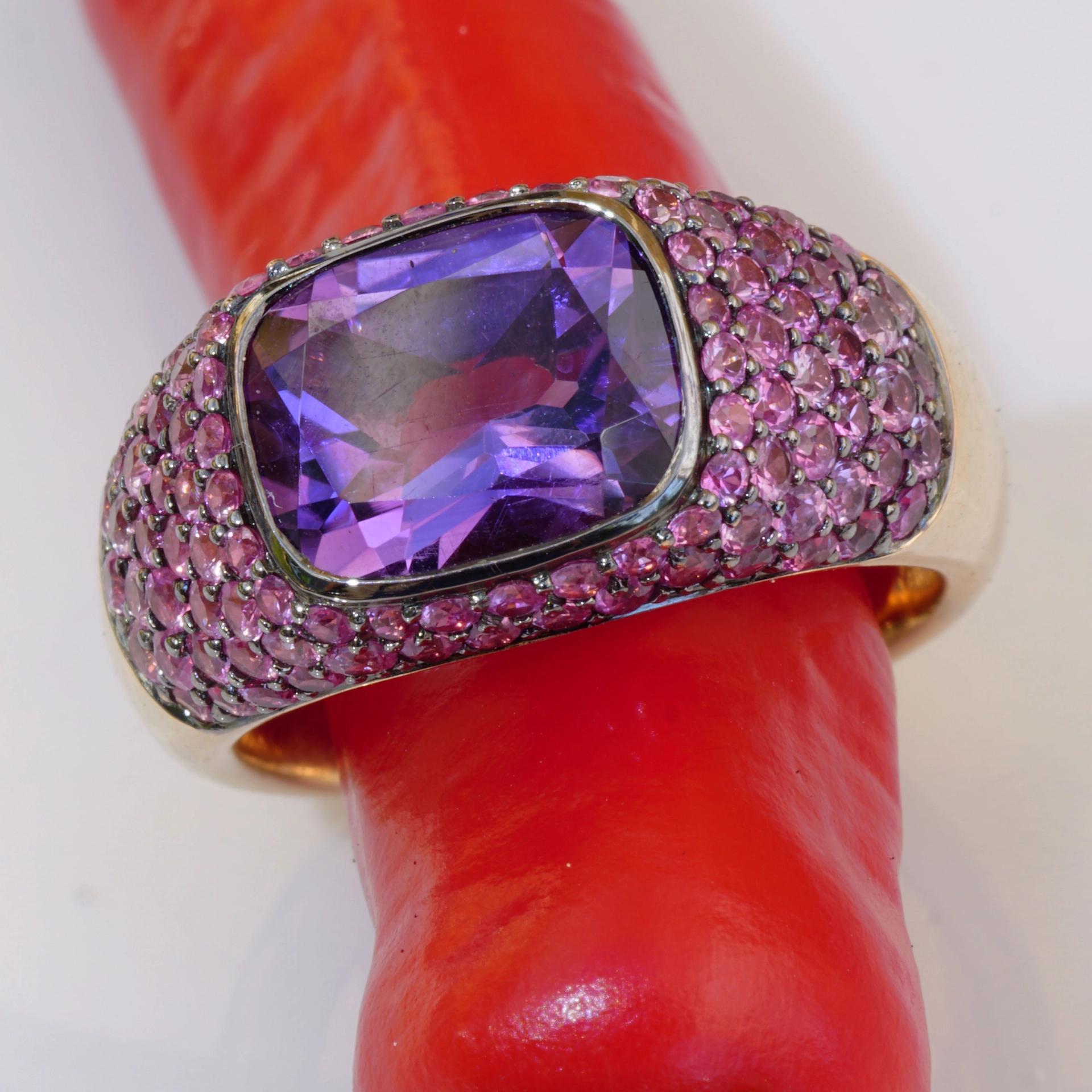 Saphir Amethyst Ring 750er Rosegold...hochwertiger Edelsteinschmuck in aufregenden Farben