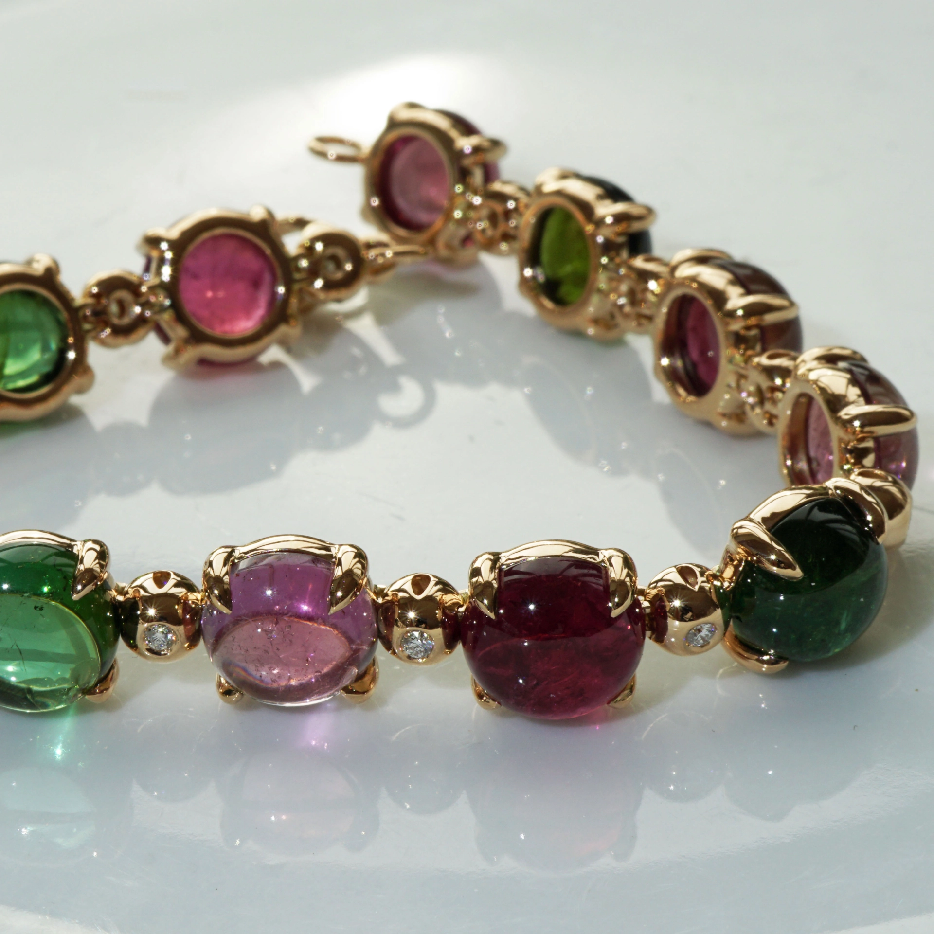 Turmalin Brillant Armband 750er Rosegold 49.62 ct 0.26 ct Exclusiv Edition Valenza multicolor