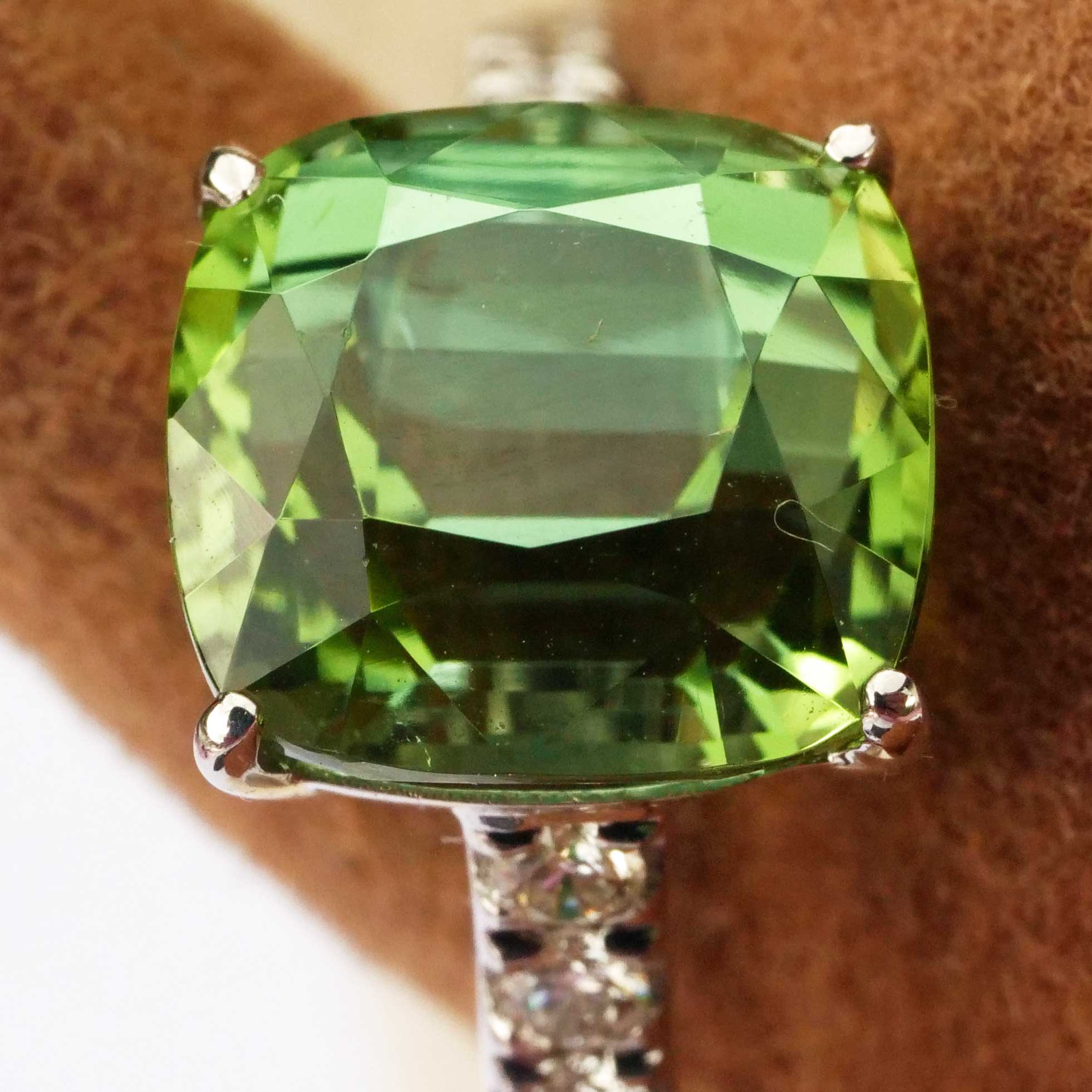 Lagun Grün-Blauer Turmalin Brillant Ring 750er Weissgold 3.90 ct 0.27 ct  Afghanistan Top Qualität