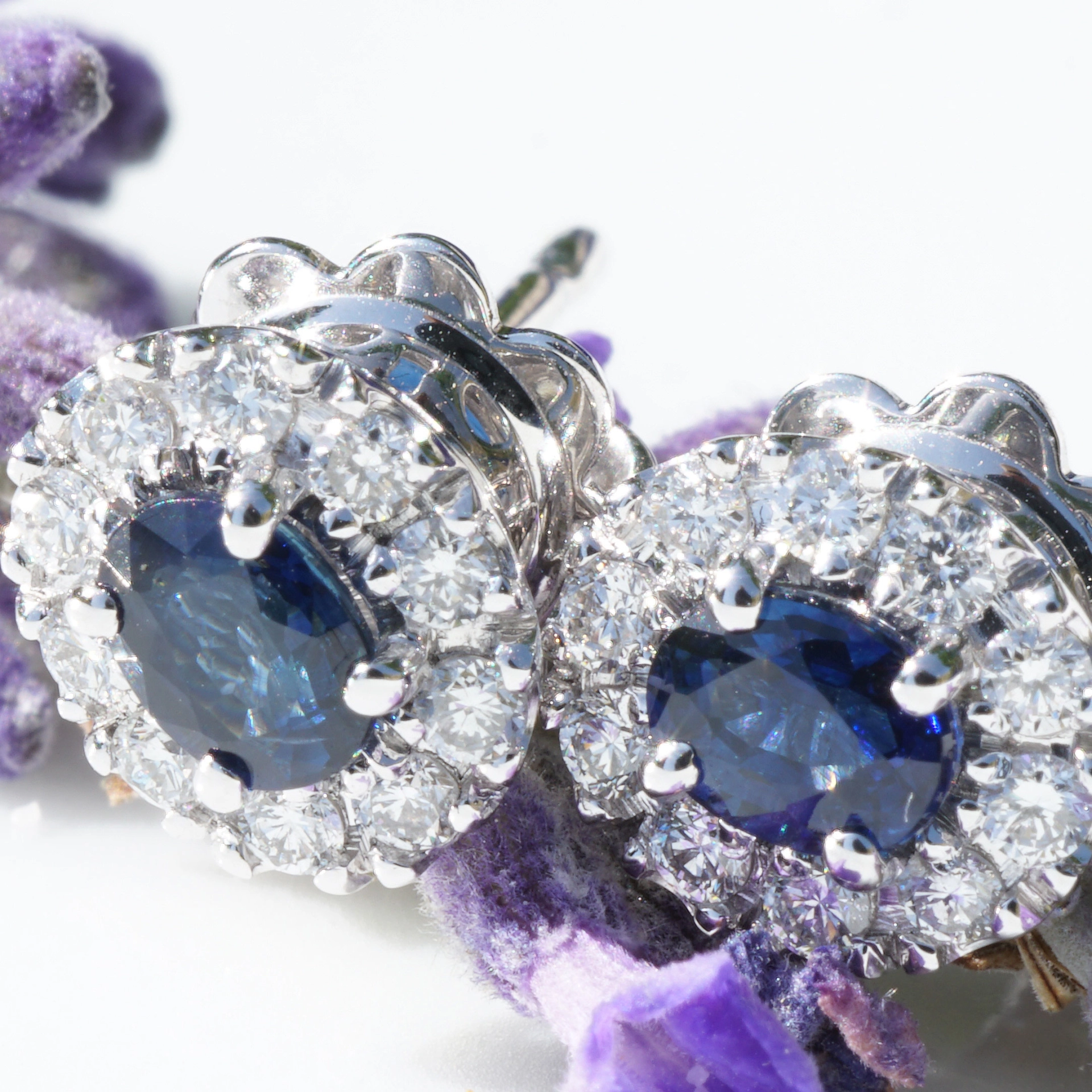 Saphir Brillant Ohrstecker liebevoll angefertigt in Italien 750er Weissgold....Buongiorno