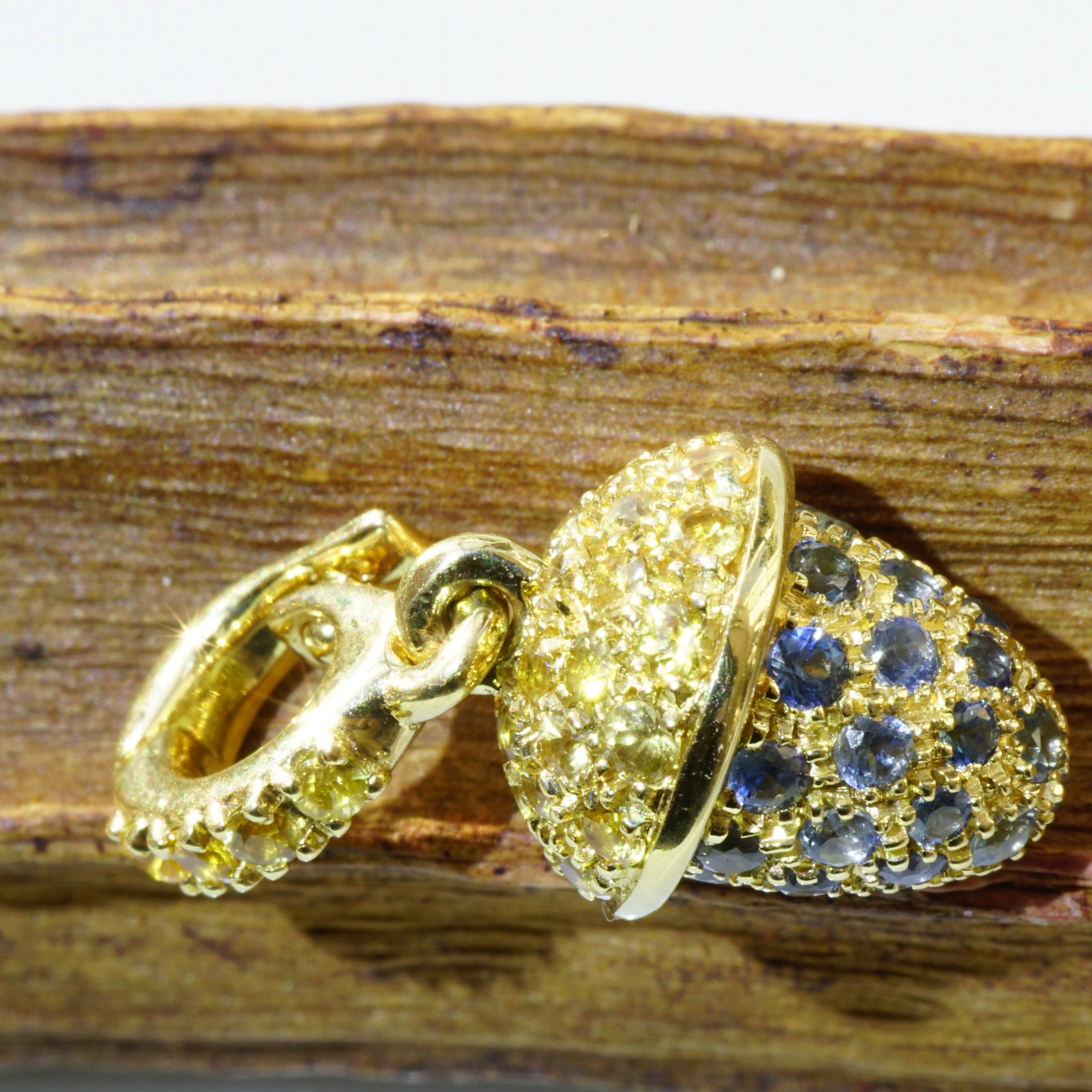Saphir Drop Anhänger/Clip 750er Gelbgold...wie niedlich ist der denn..gelb-blau