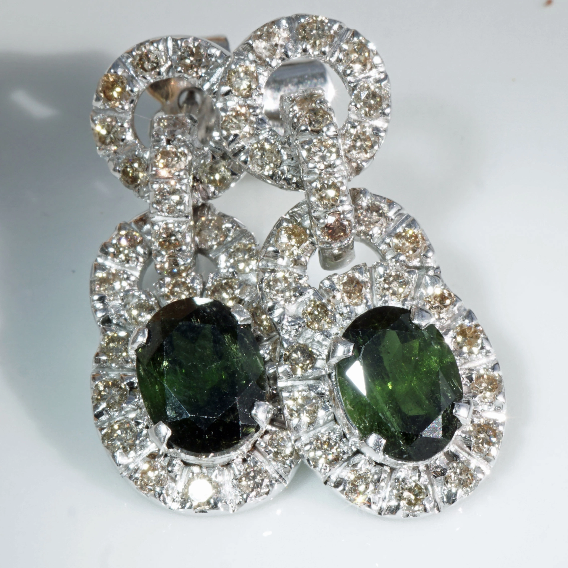 Turmalin Brillant Ohrhänger 1.20 ct in 585er Weissgold...Prachtschmuck