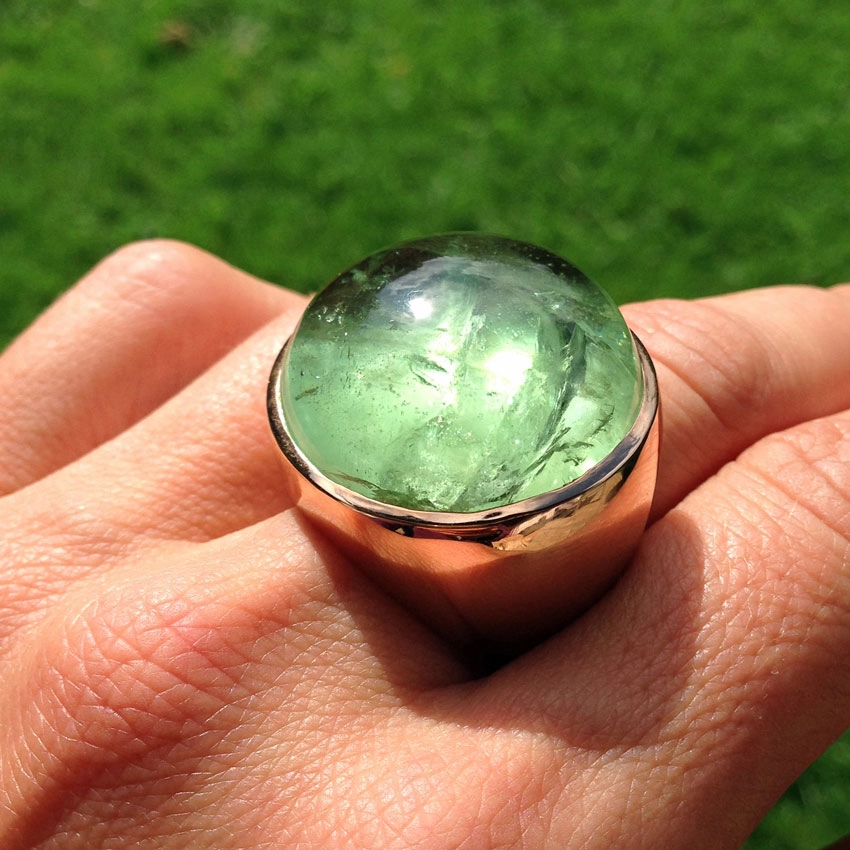 Heliodor Ring ein hellgrüner Beryll..unglaubliche Farbe und Größe mit 80 carat in 750er Rosegold 36
