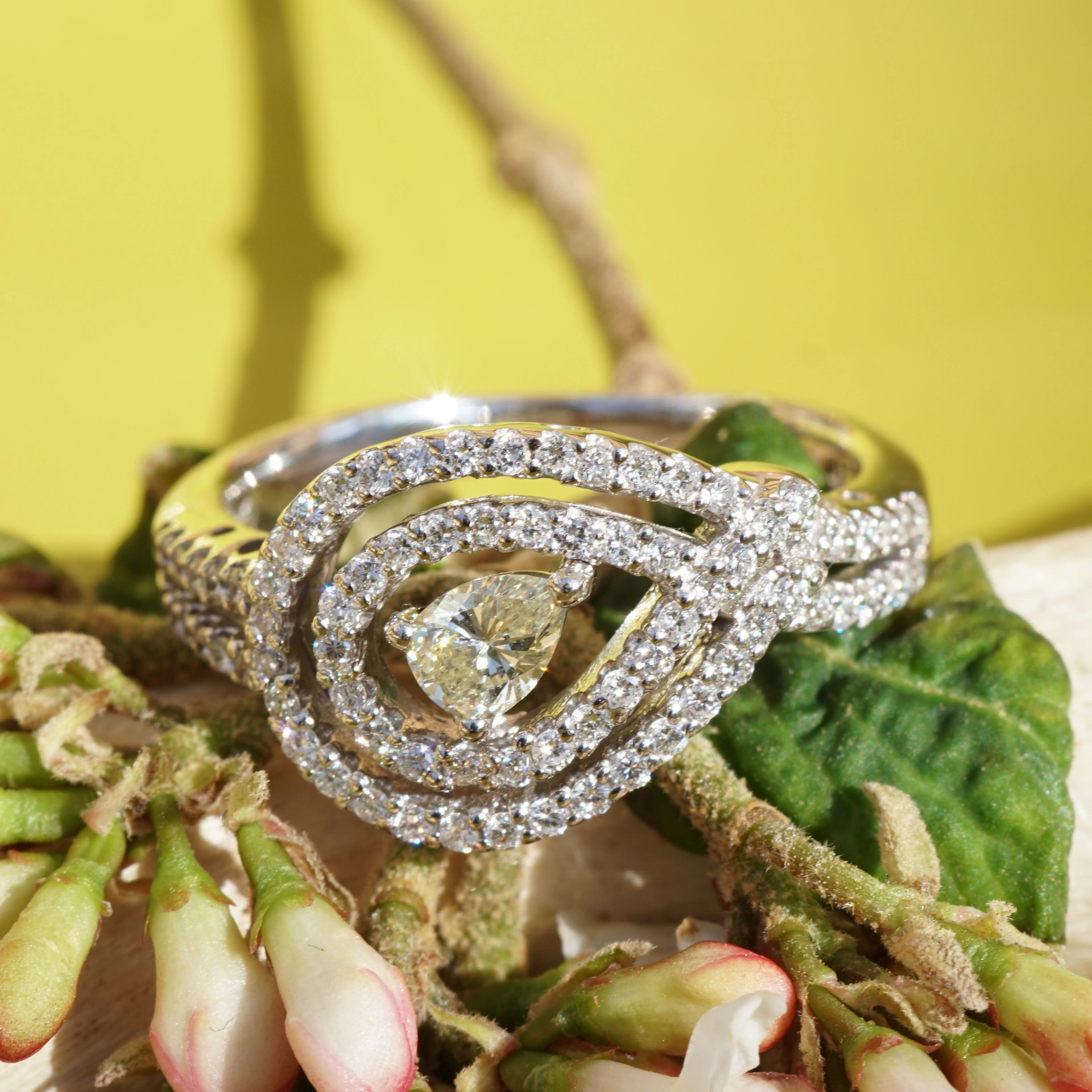 Diamanttropfen Brillant Ring 0.22 ct 0.42 ct 750er Weissgold...Gala Dinner