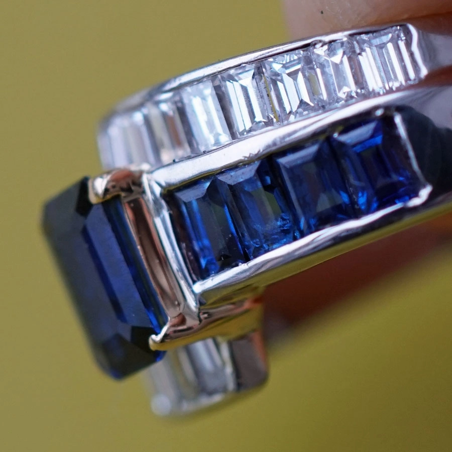 Saphir-Diamant-Ring-900er-Platin-750er Gold-0.51ct-0.52 ct