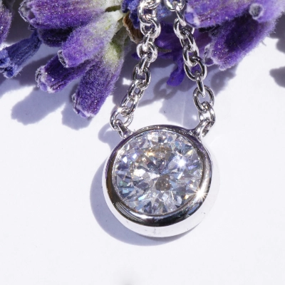 Brillant Collier rund 0.50 ct D hochfeines weiss SI1 5.09 - 5.15 x 3.05 mm GIA Gutachten 750er Weiss