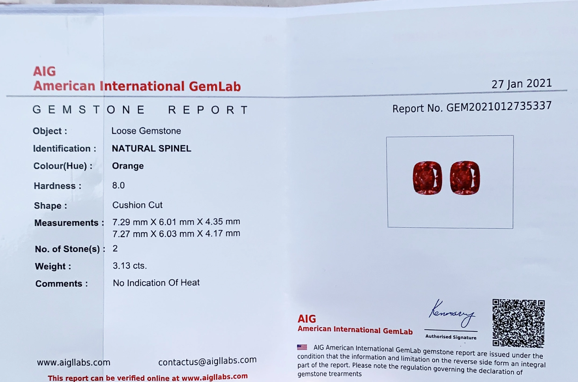 Spinell Brillant Ohrhänger 3.12 ct orange-rot Burma AAA in Form von coolen Hängern