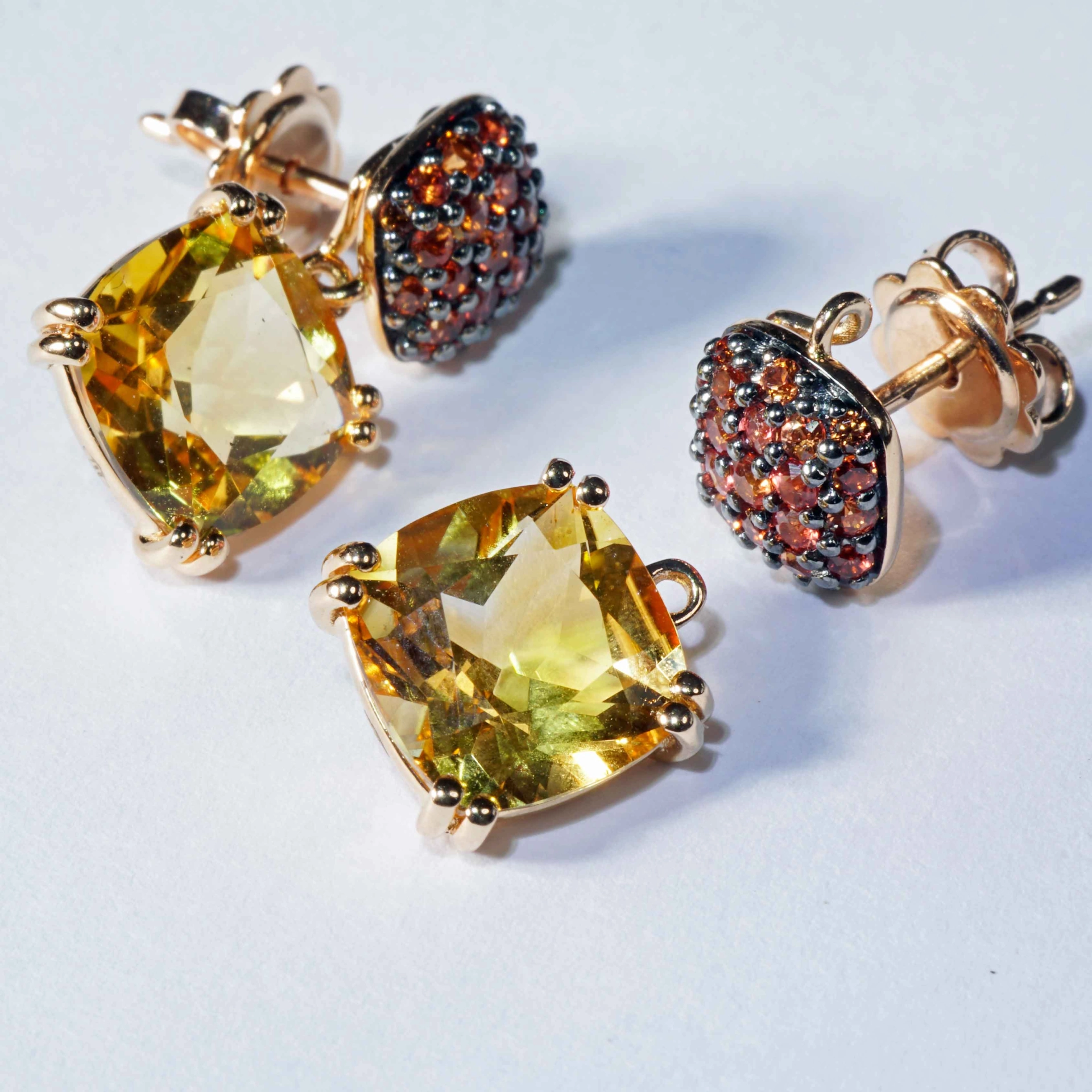 Ohrhänger Citrin Saphir 750er Rosegold...so edel und verzaubern den Tag..5.22 ct 0.81 ct