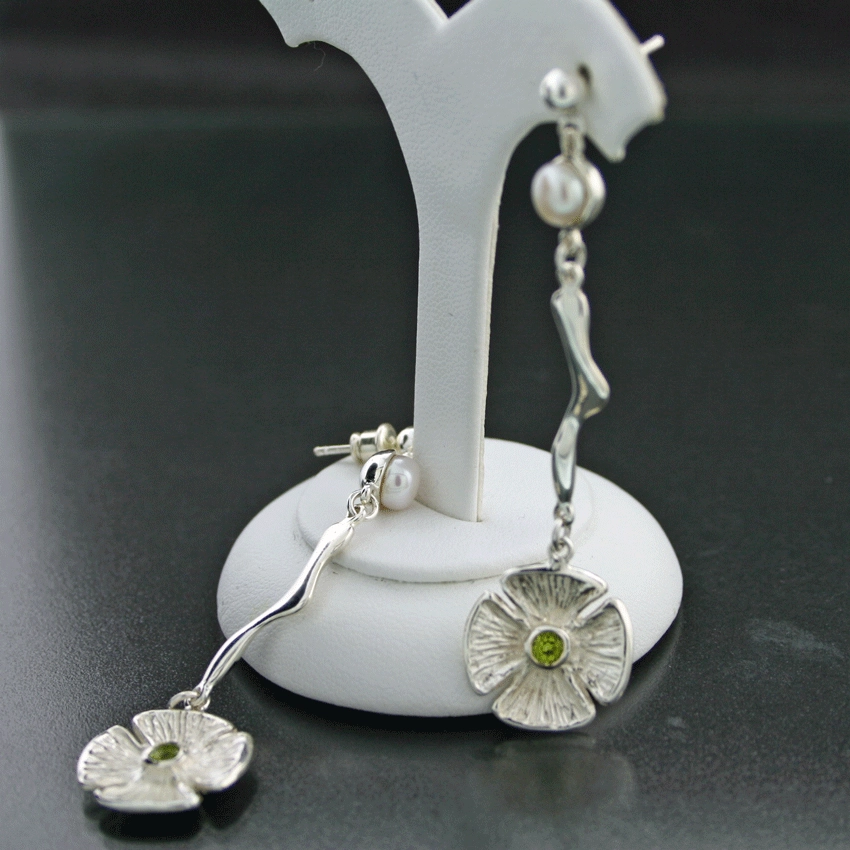 Peridot Perl Ohrhänger 925er Silber Mama Mia Flowers