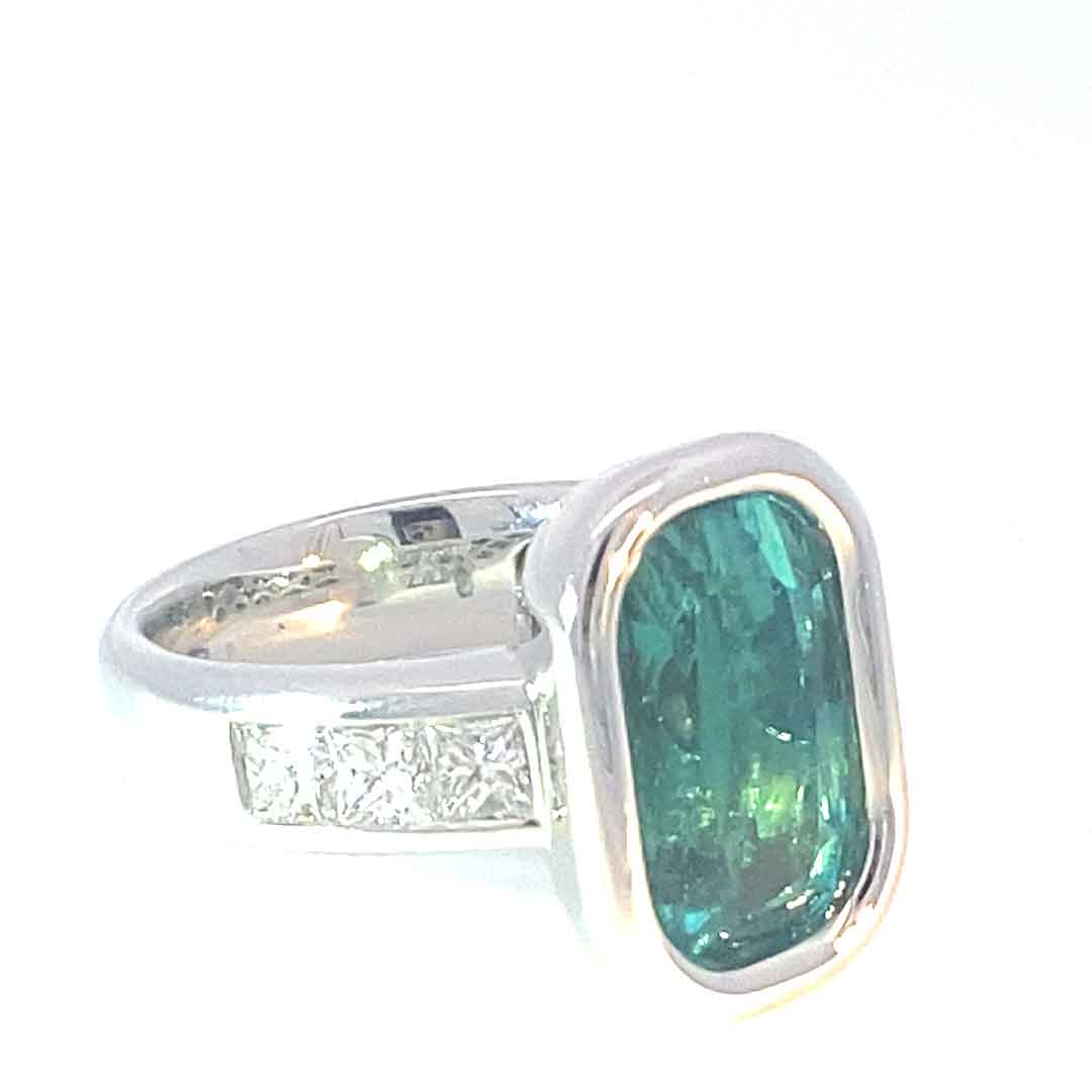 Turmalin Diamant Ring 750er Weissgold Neon Blau Tiffany Blue Afghanistan 8.05 ct Investment Edelstein selten