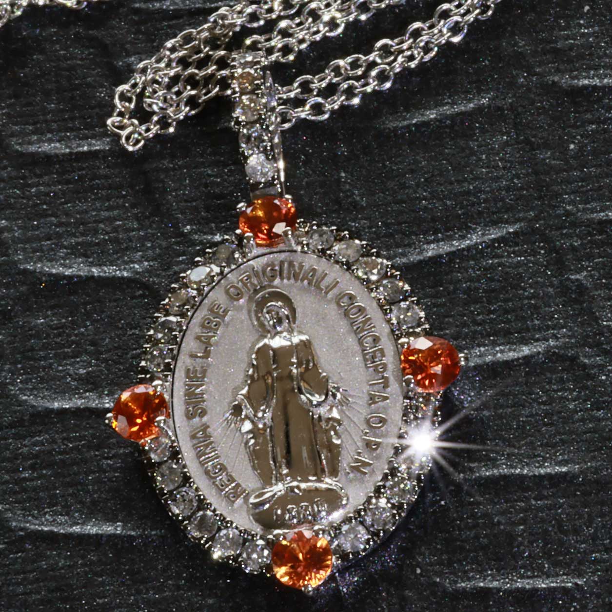 Saphir Brillant Madonnen Anhänger 750er Weissgold m. Kette 33 x 20 mm...so stylish 