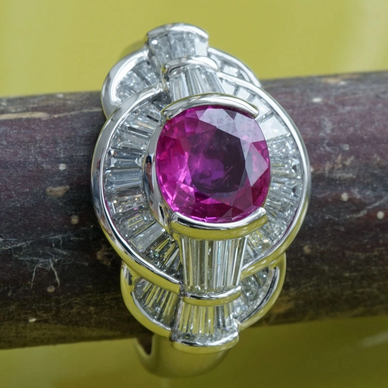 Rubin-Diamant-Ring-900er-Platin-1.35 ct-1.12 ct