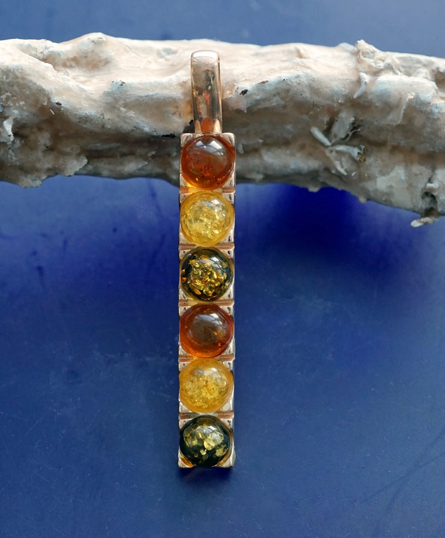 Anhänger Zauberstab 925er Silber silber oder rosevergoldet 49 x 7 mm Bernstein