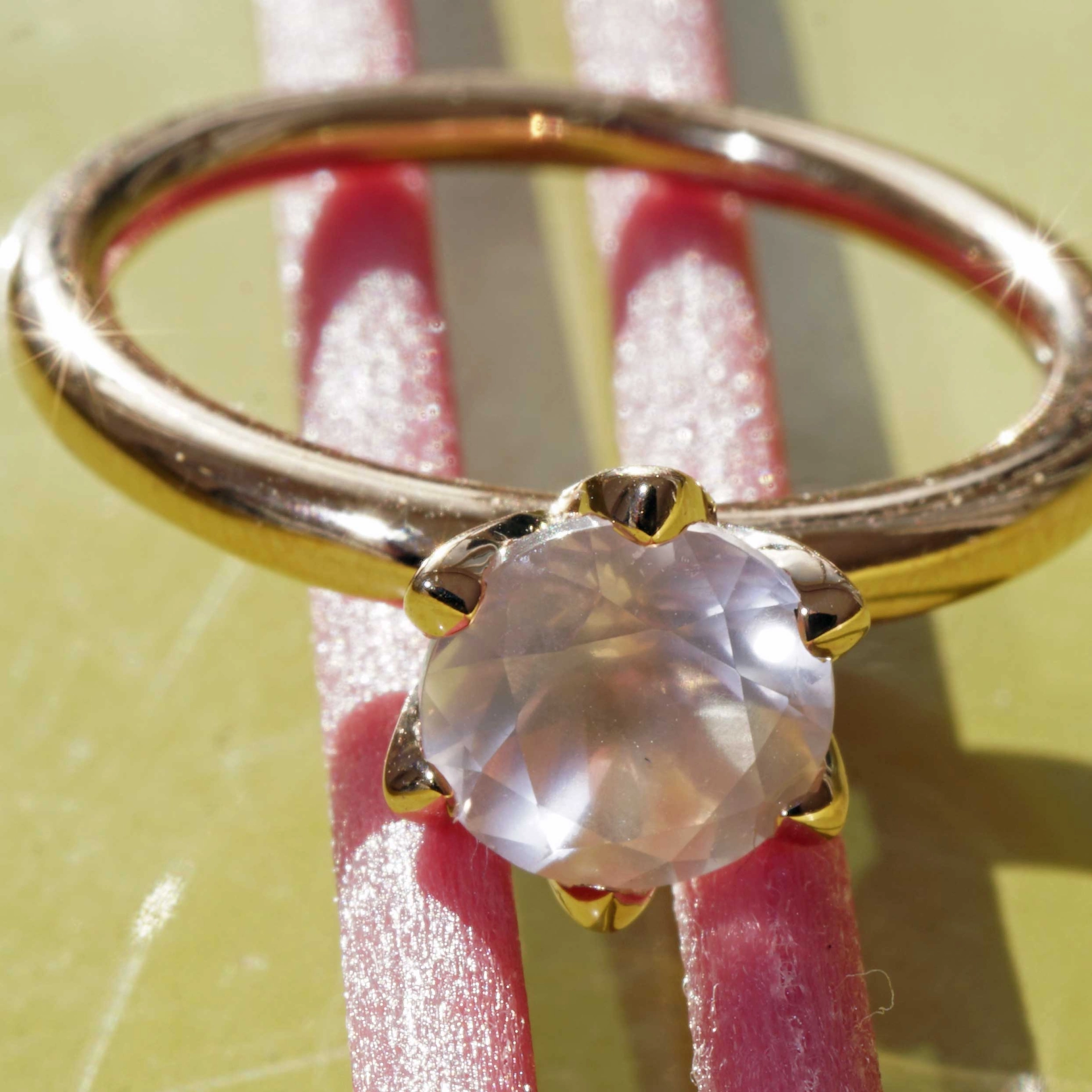 Bestseller Kombinationsring..Rosenquarz Ring in 750er Rosegold hergestellt in Valenza...toll massiv