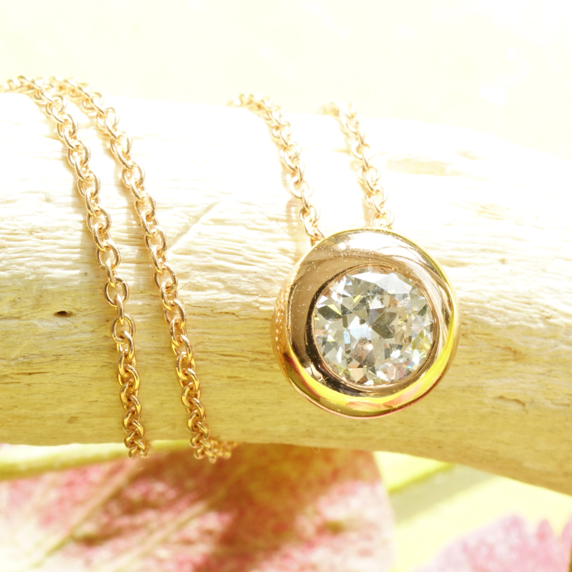Brillant Solitär Anhänger mit Kette 750er Rosegold 0.39 ct W P1...genau den will ich...