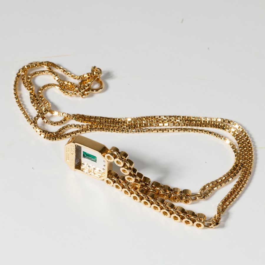 Smaragd Brillant Collier 750er Gelbgold Platin...super elegant..0.58 ct W SI